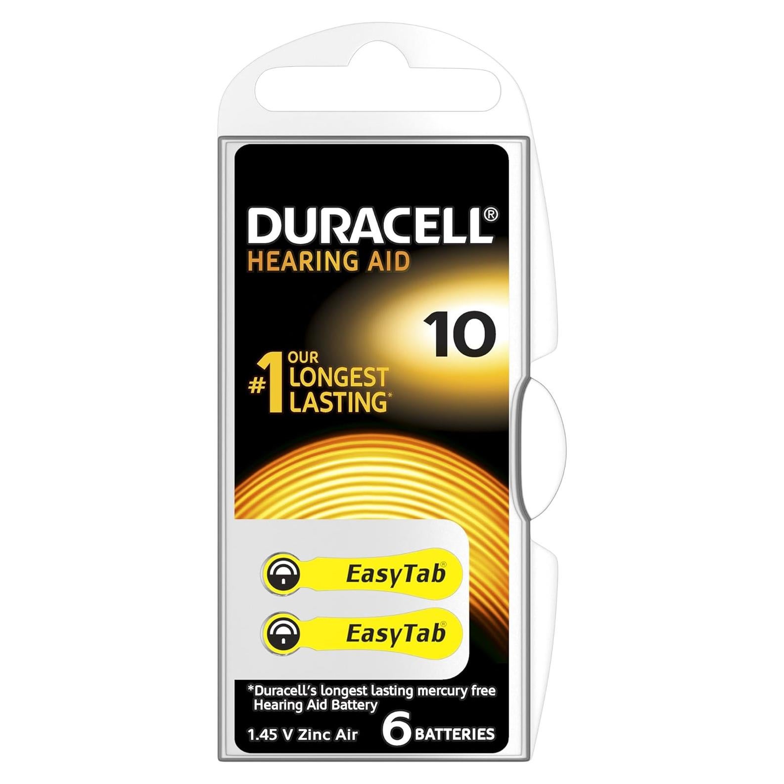 Baterías Duracell Zinc Aire Tamaño 10 - Paquete de 6