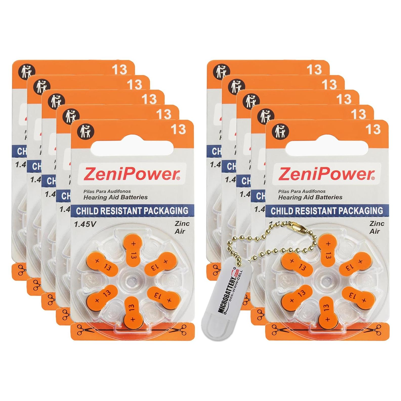 Baterías ZeniPower A10 a A675 para Audífonos - 60 Unidades