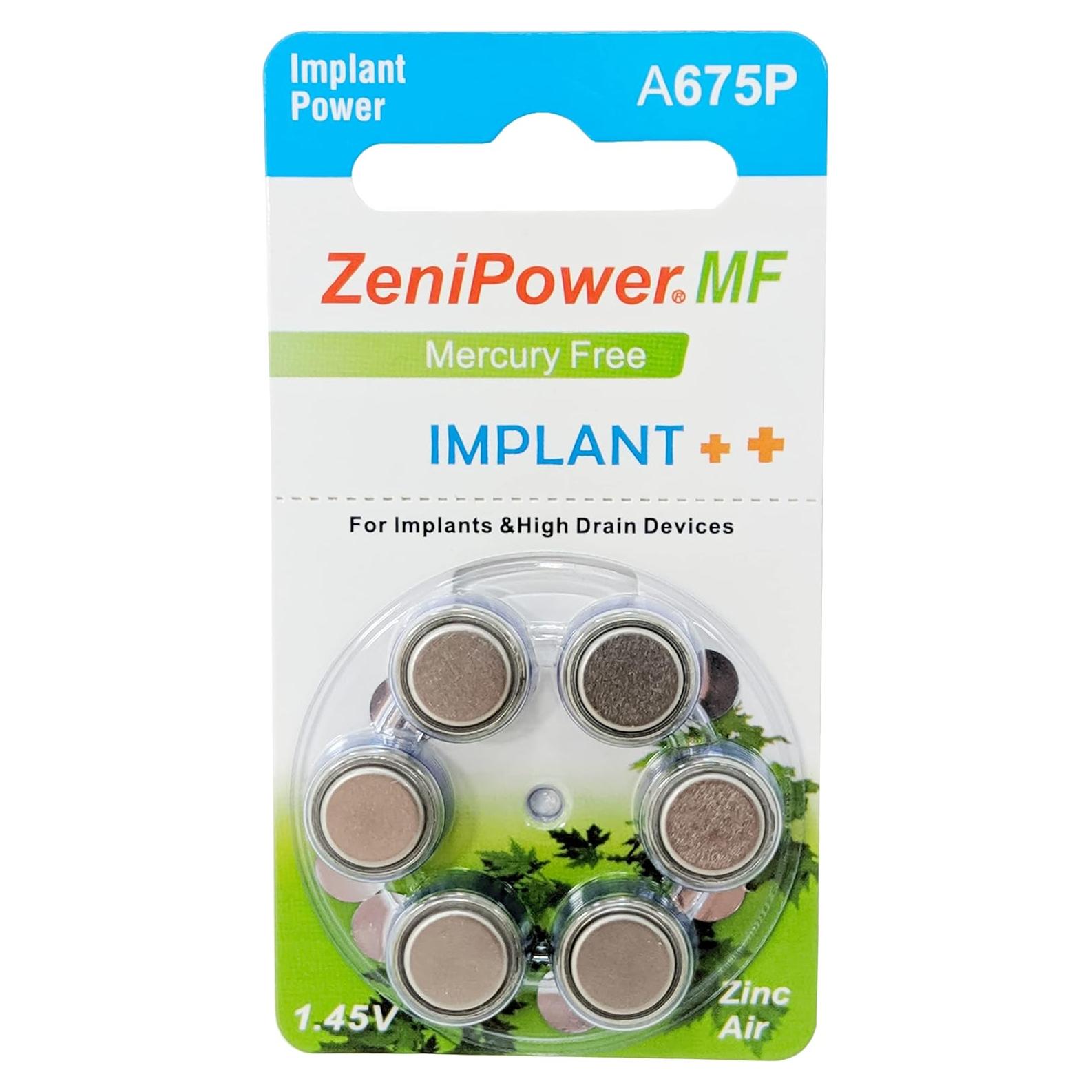 Baterías ZeniPower A675P para Implantes Cocleares - 60 Unidades