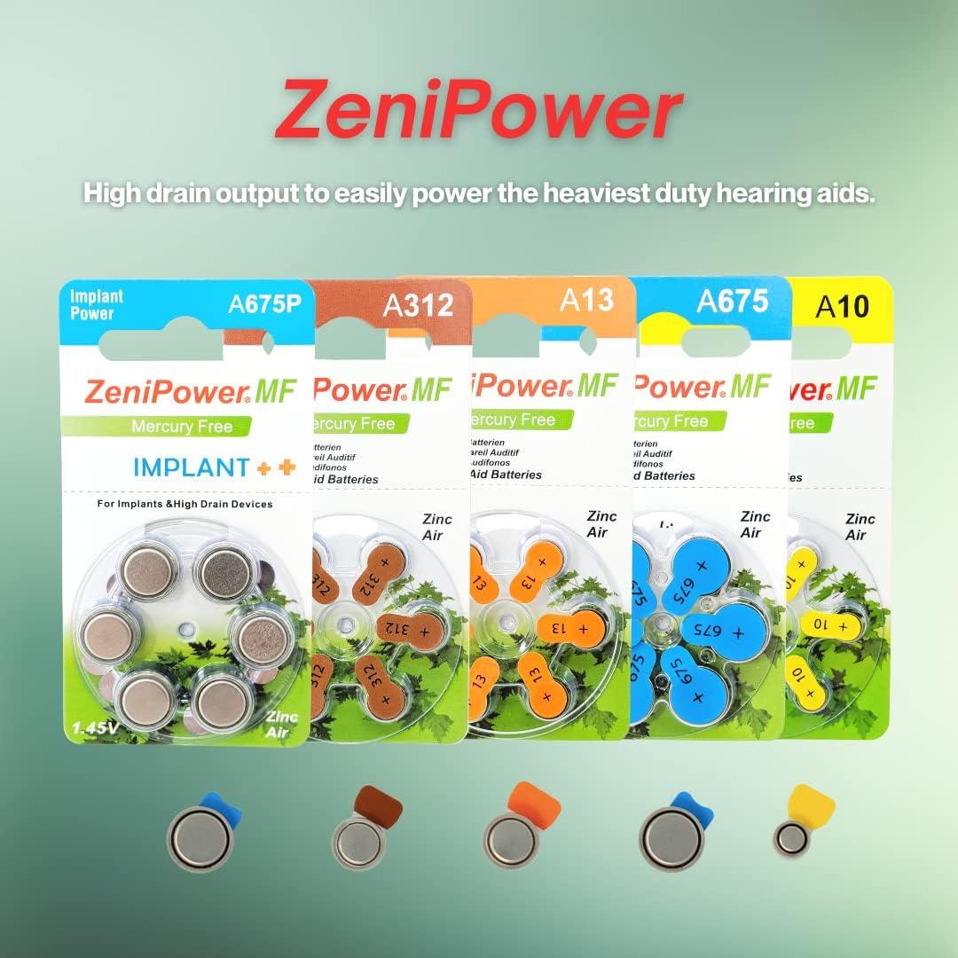 Baterías ZeniPower A675P para Implantes Cocleares - 60 Unidades