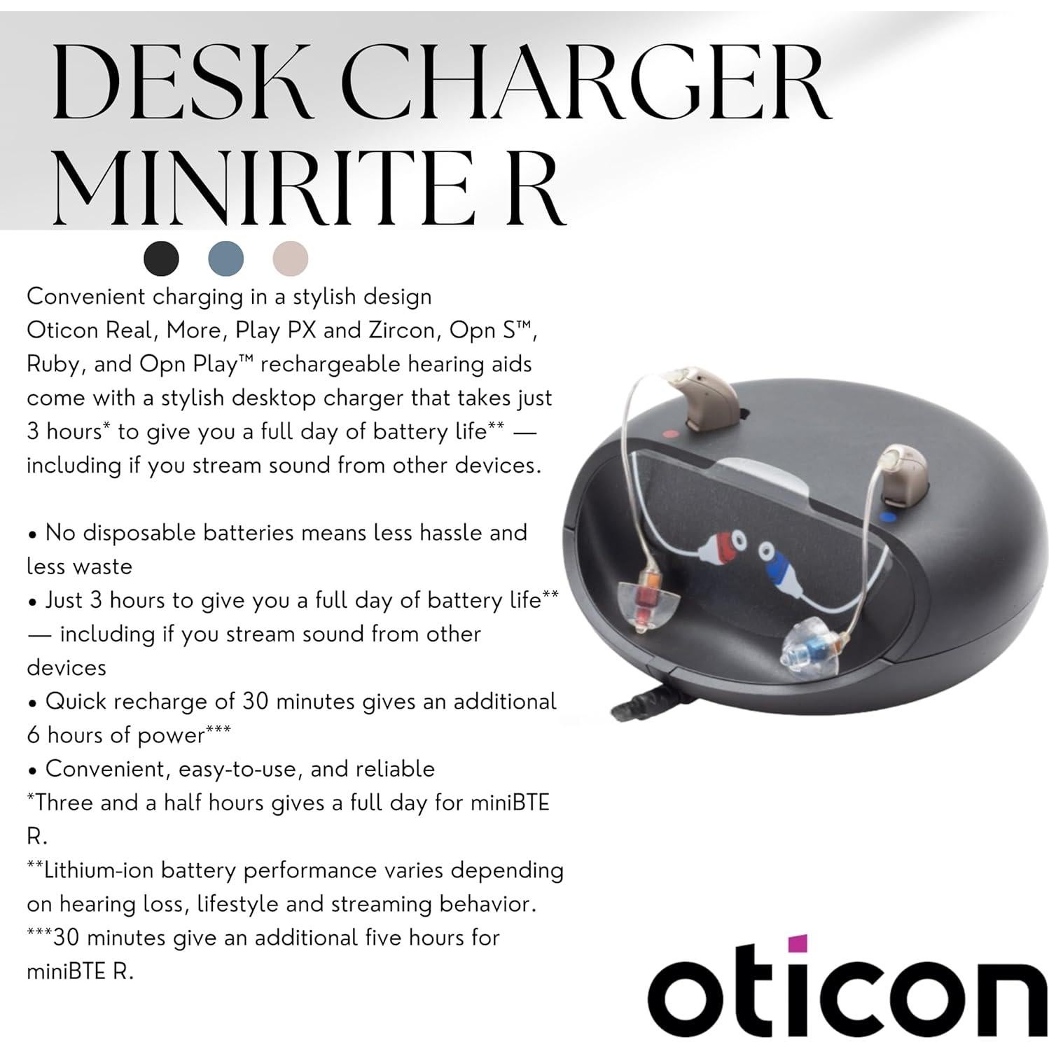 Cargador de escritorio Oticon ARTC100 - Compatible miniRITE R