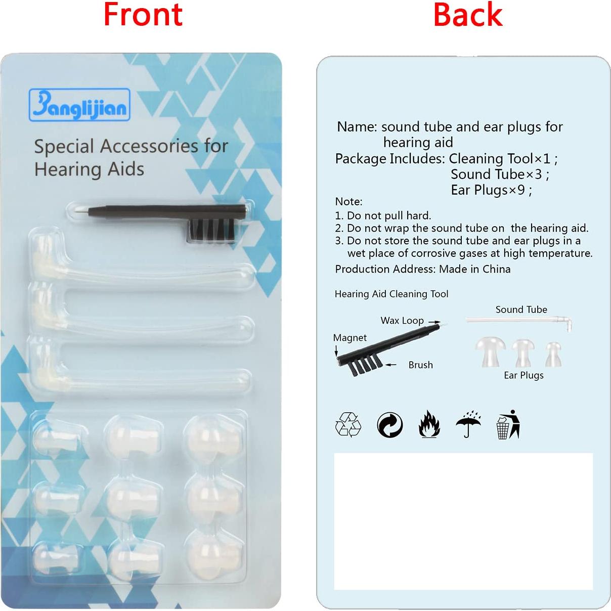 Accesorios para Audífonos BTE Banglijian - 3 Tubos, 9 Tapones, Herramienta