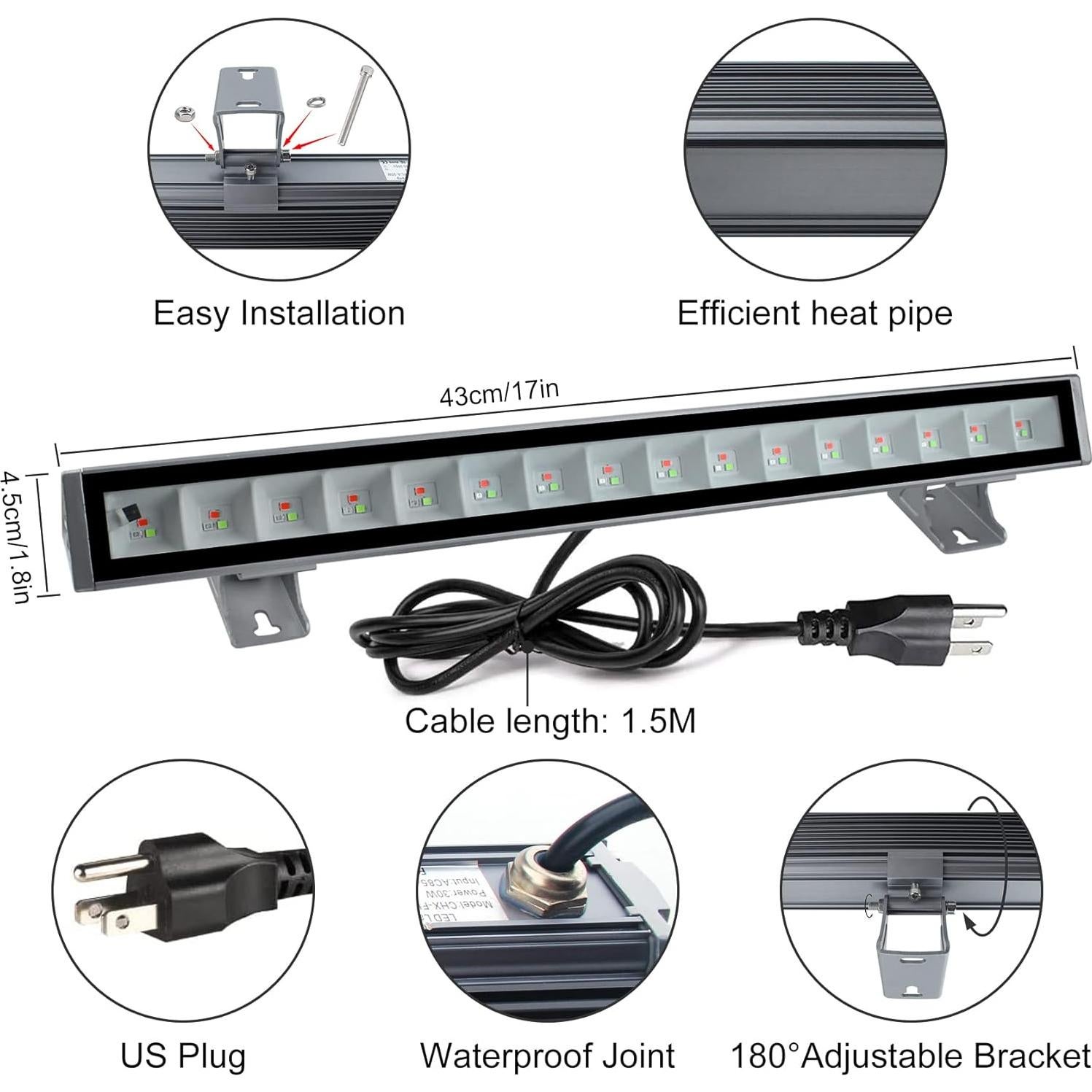 Barra de Luz LED RGB CREATESTAR 48W Control Remoto 2 Pcs