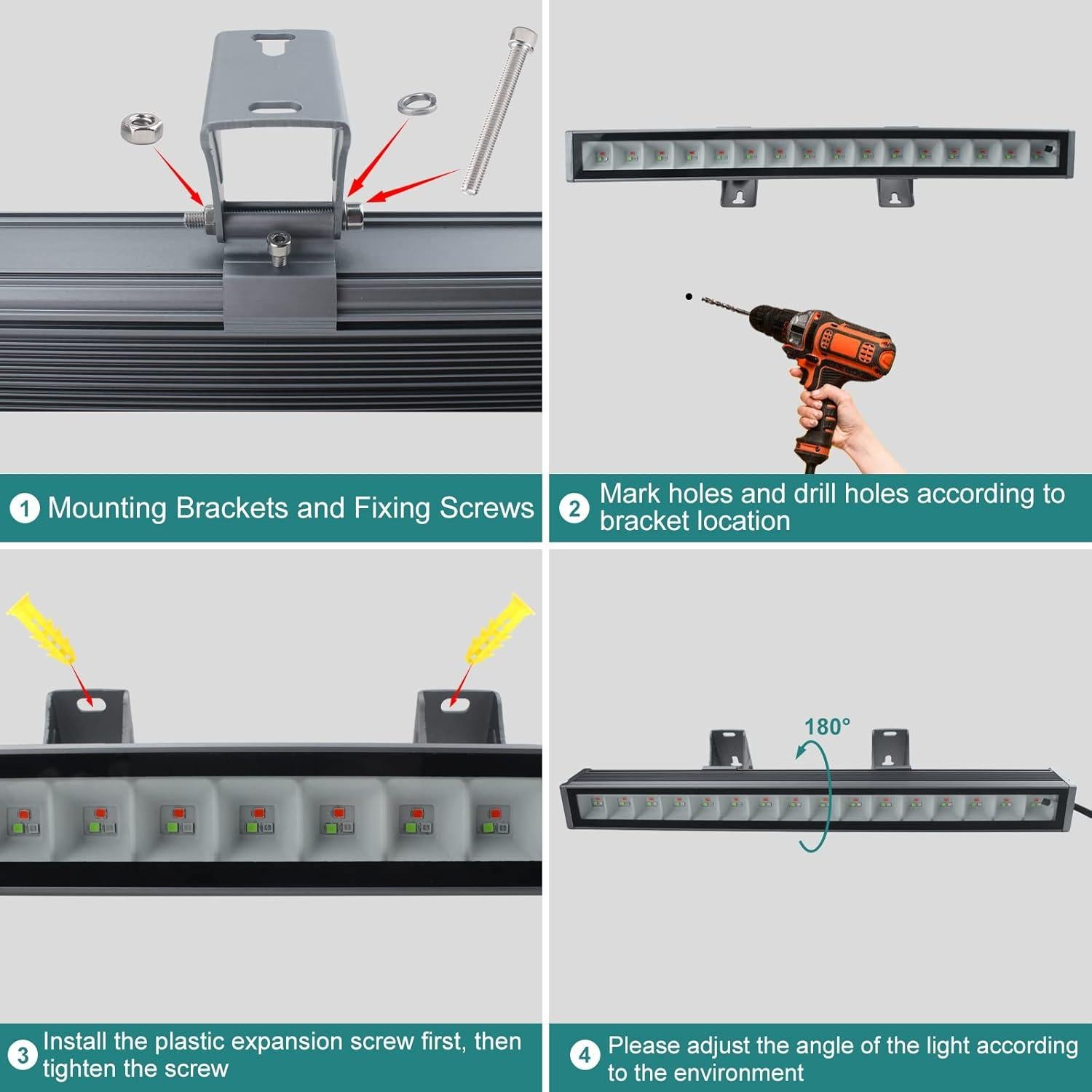 Barra de Luz LED RGB CREATESTAR 48W Control Remoto 2 Pcs