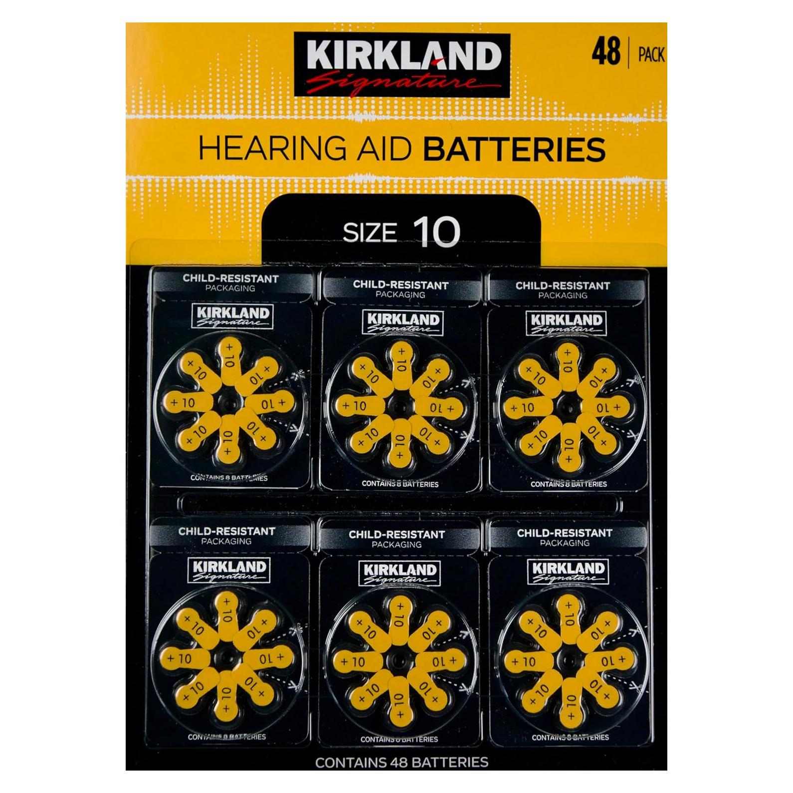 Baterías para Audífonos Kirkland Signature Tamaño 10 Zinc-Aire 48 Unidades