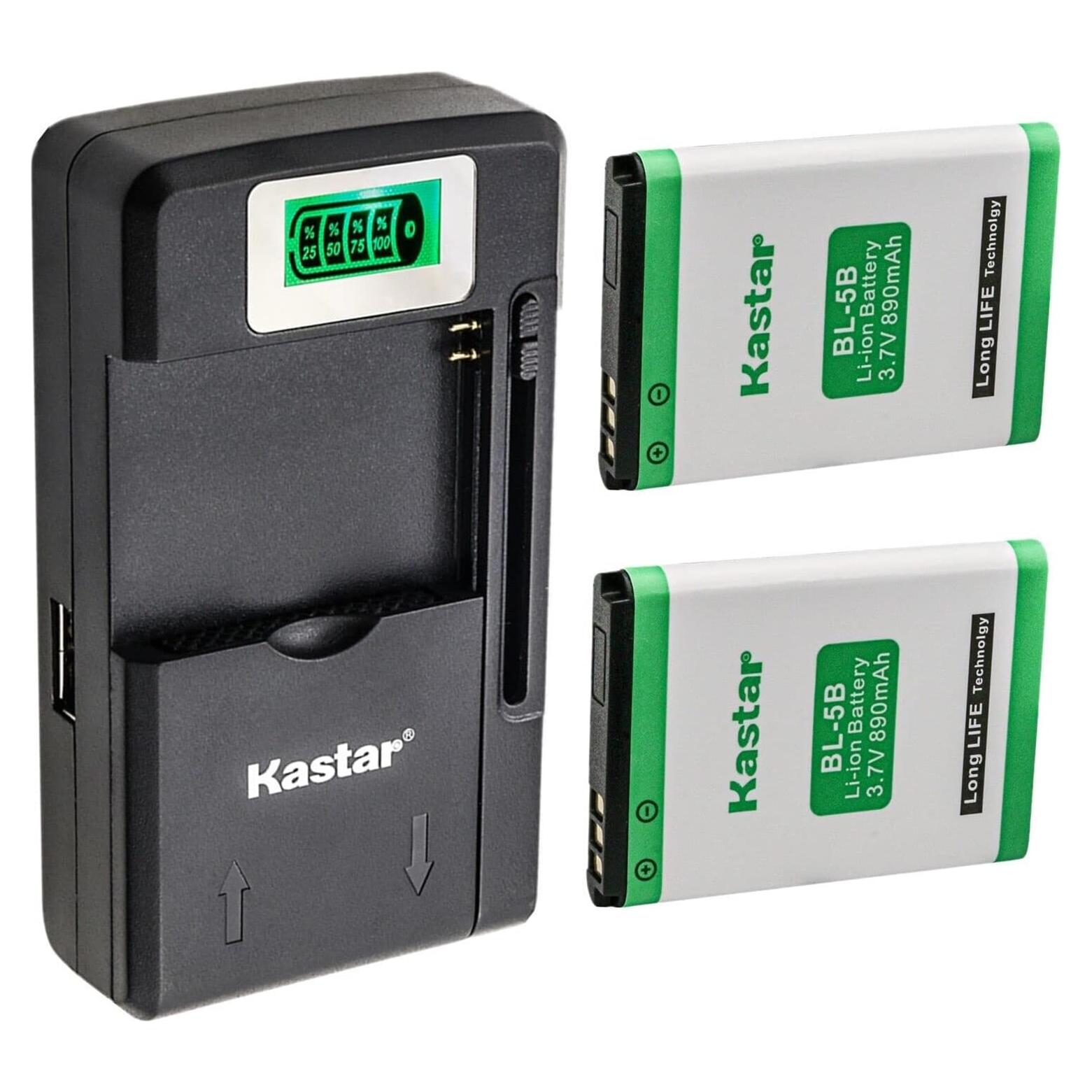 Kastar Batería BL-5B y Cargador LCD Inteligente 2-Pack