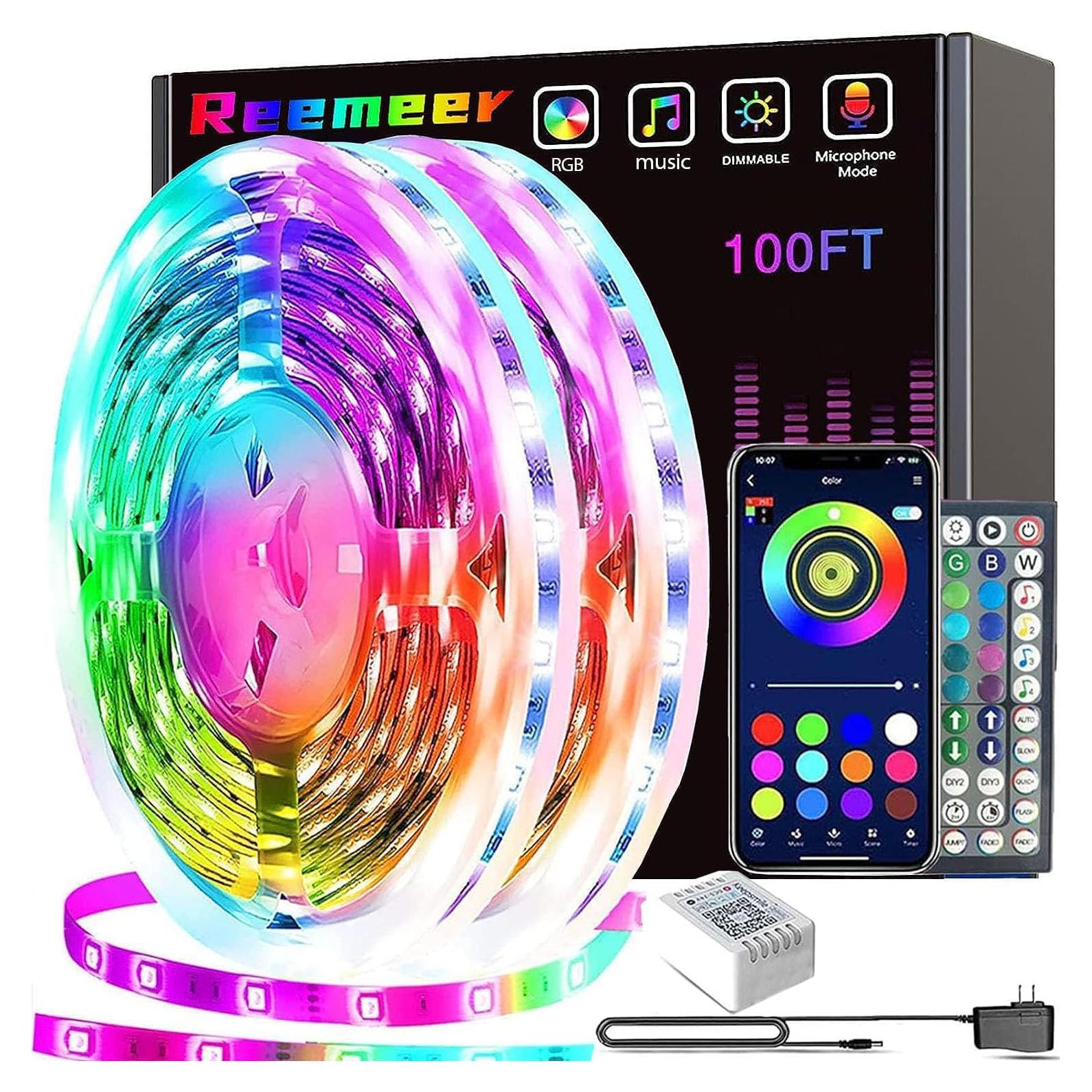 Luces LED 30.48m Reemeer RGB Control APP y Remoto