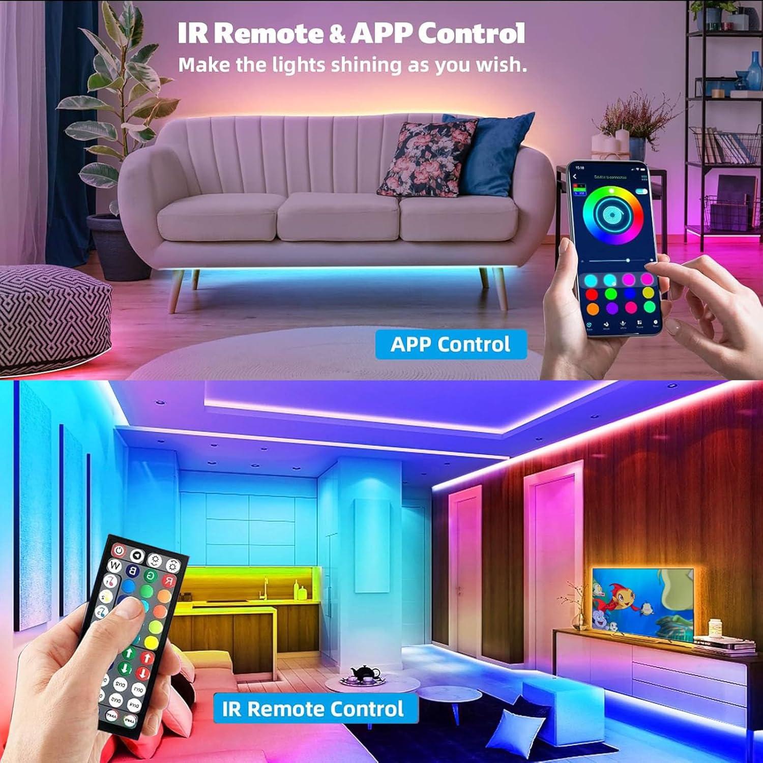 Luces LED 30.48m Reemeer RGB Control APP y Remoto