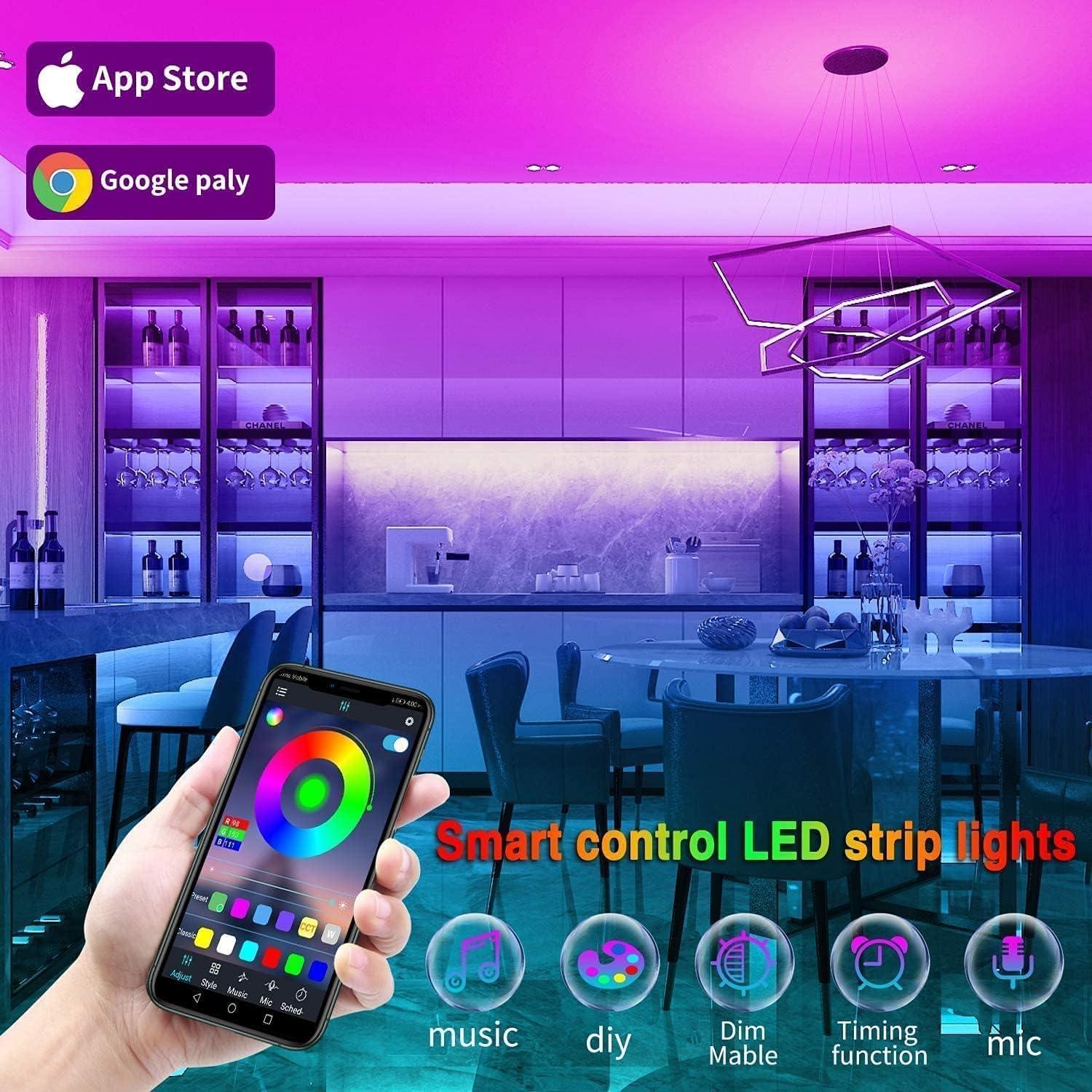 Luces LED 30.48m Reemeer RGB Control APP y Remoto