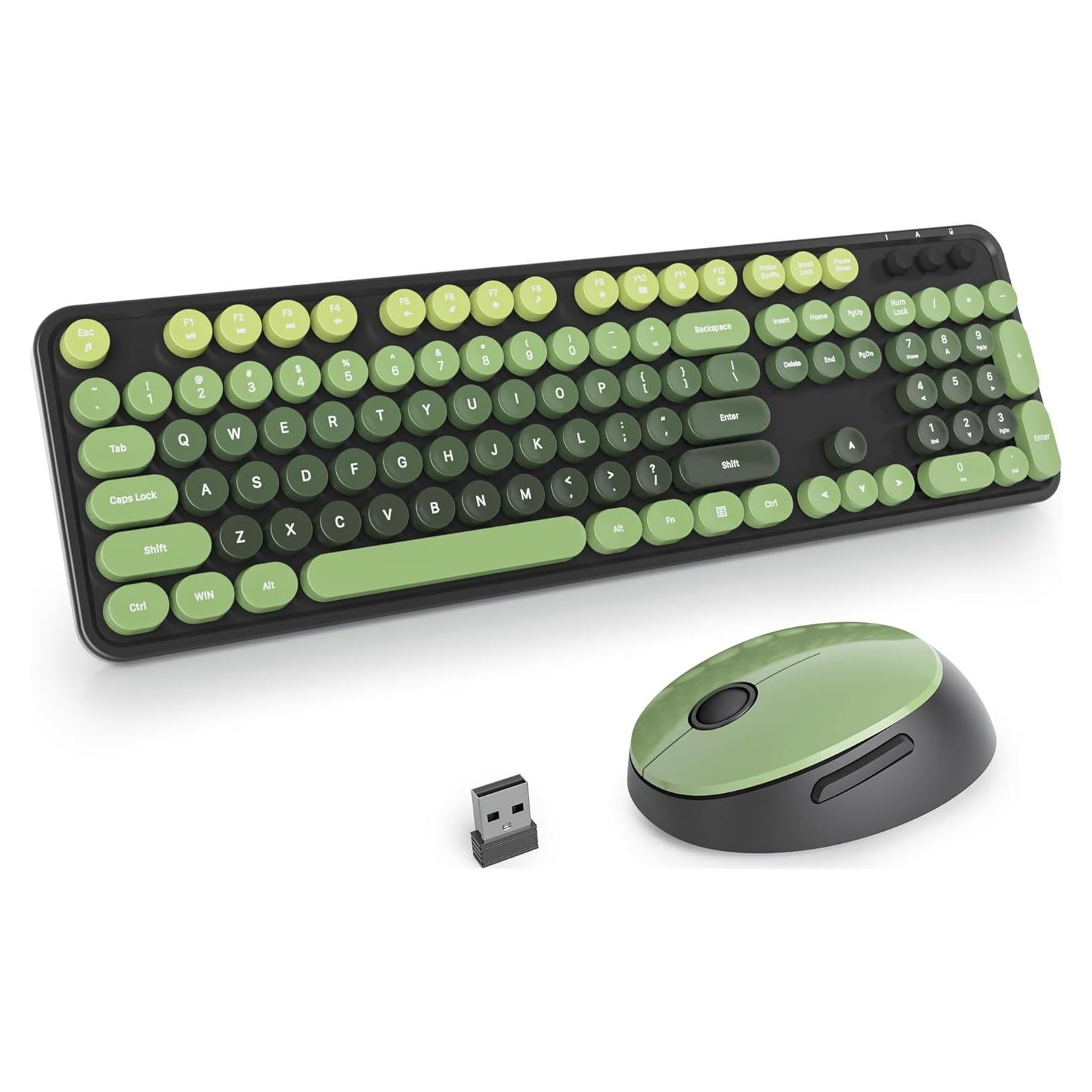 Combo Teclado y Ratón Inalámbricos iRoboosta Verde Oscuro