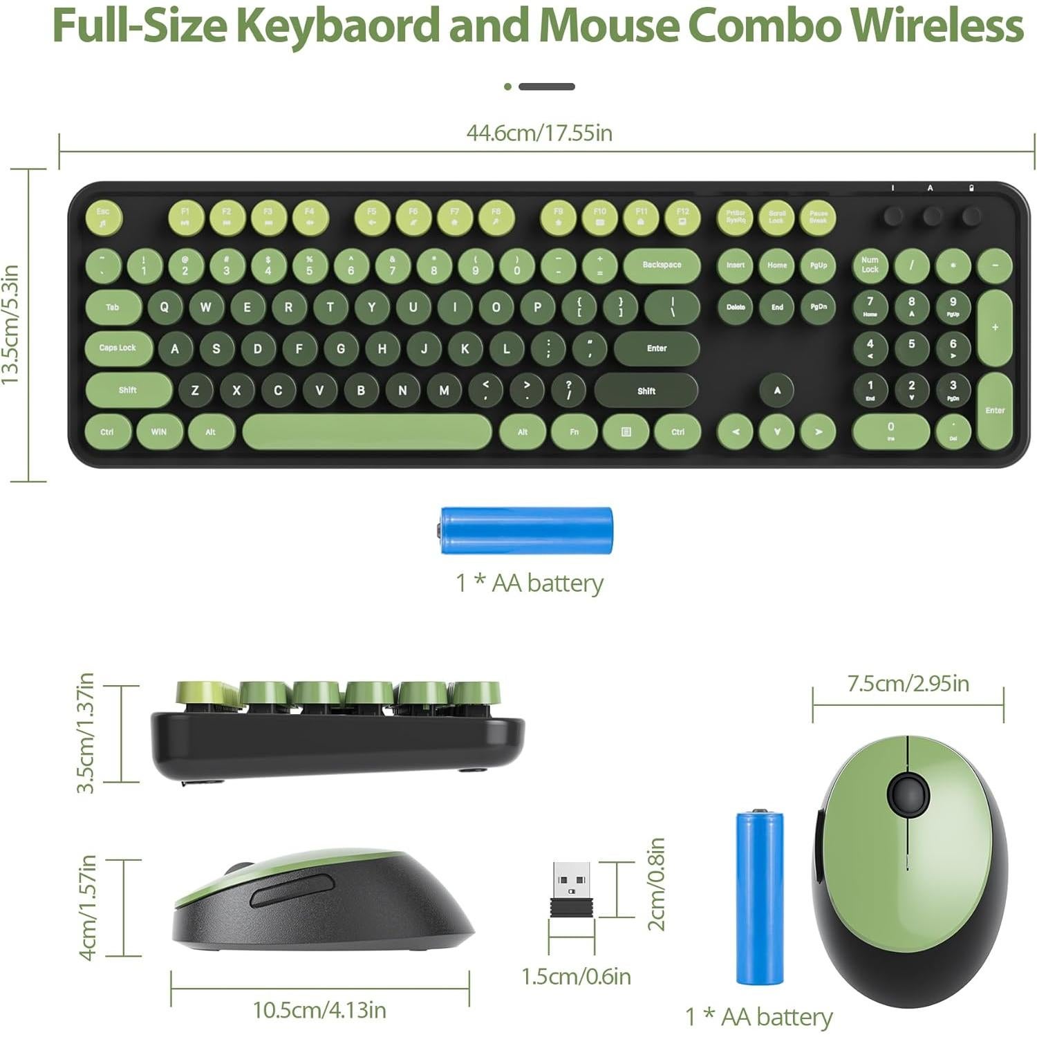 Combo Teclado y Ratón Inalámbricos iRoboosta Verde Oscuro