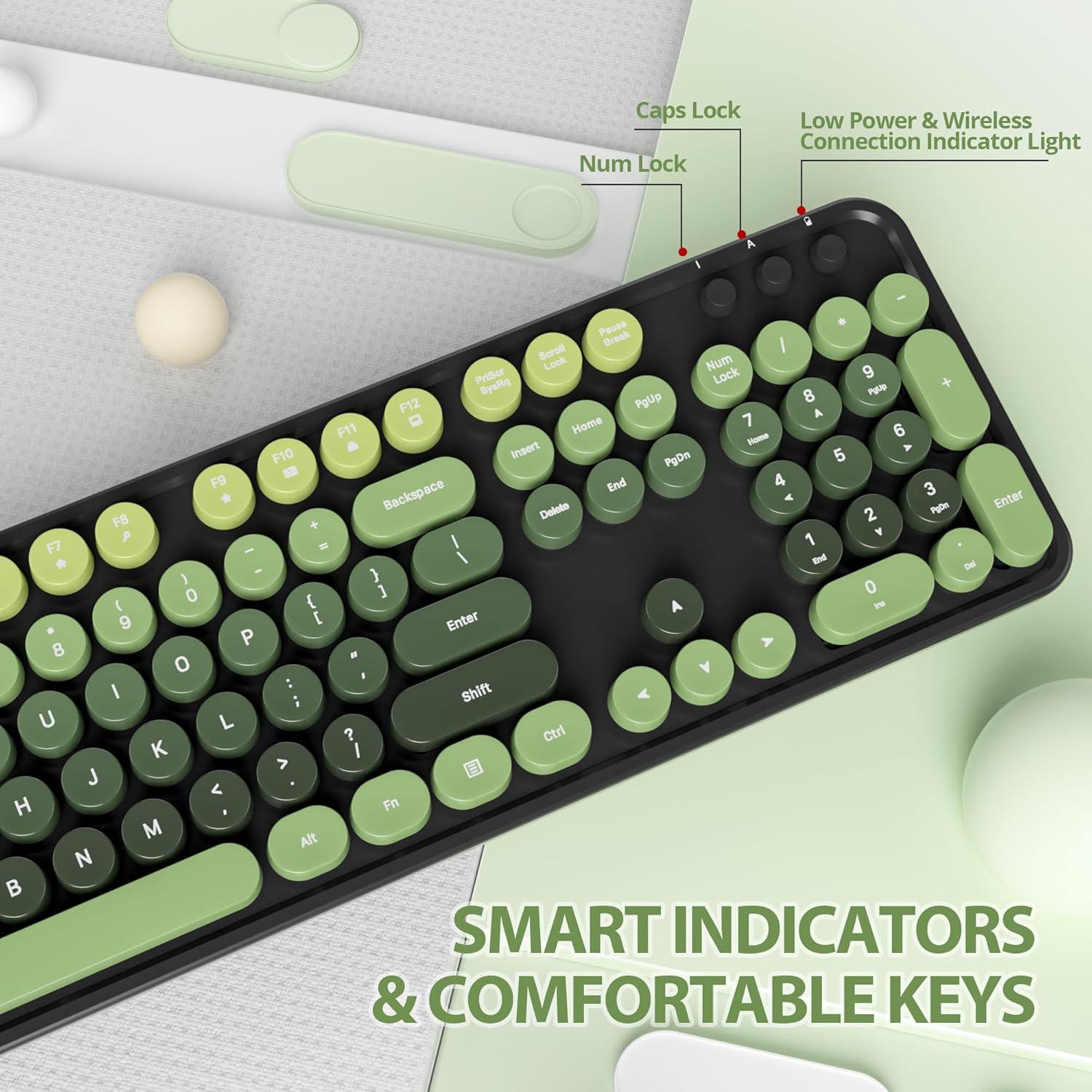 Combo Teclado y Ratón Inalámbricos iRoboosta Verde Oscuro