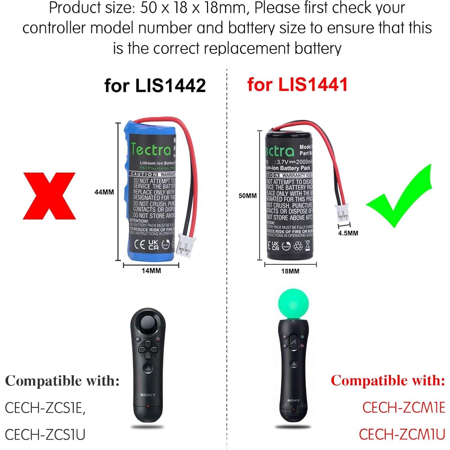 Batería Recargable Tectra para Controlador PS3 Move 2000mAh