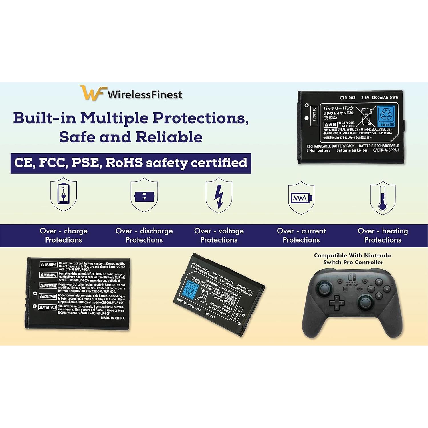 Batería de Reemplazo CTR-003 WirelessFinest para Controlador Pro Nintendo Switch