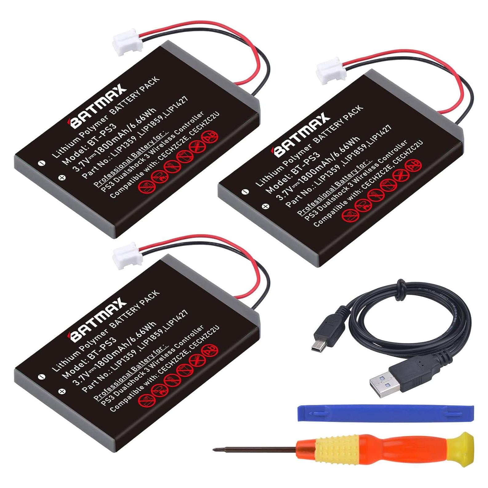 Baterías Recargables Batmax LIP1359 para PS3 - 3 Pcs 1800mAh