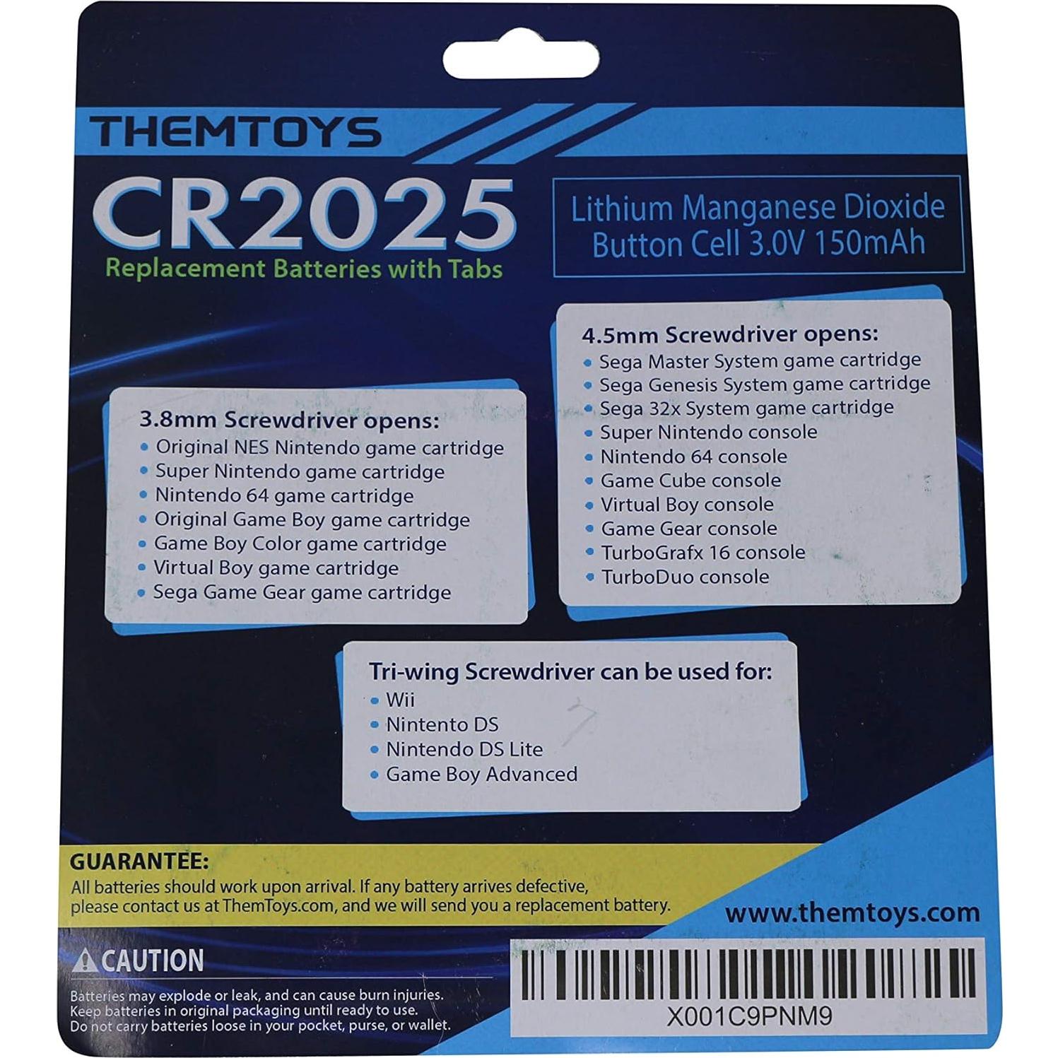 Baterías CR2025 con Pestañas 10-Pack ThemToys 3V Litio