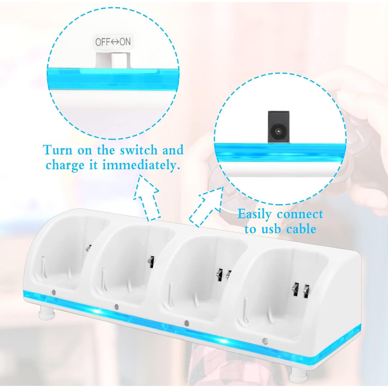 Estación de Carga Kulannder 4 Puertos para Controlador Wii
