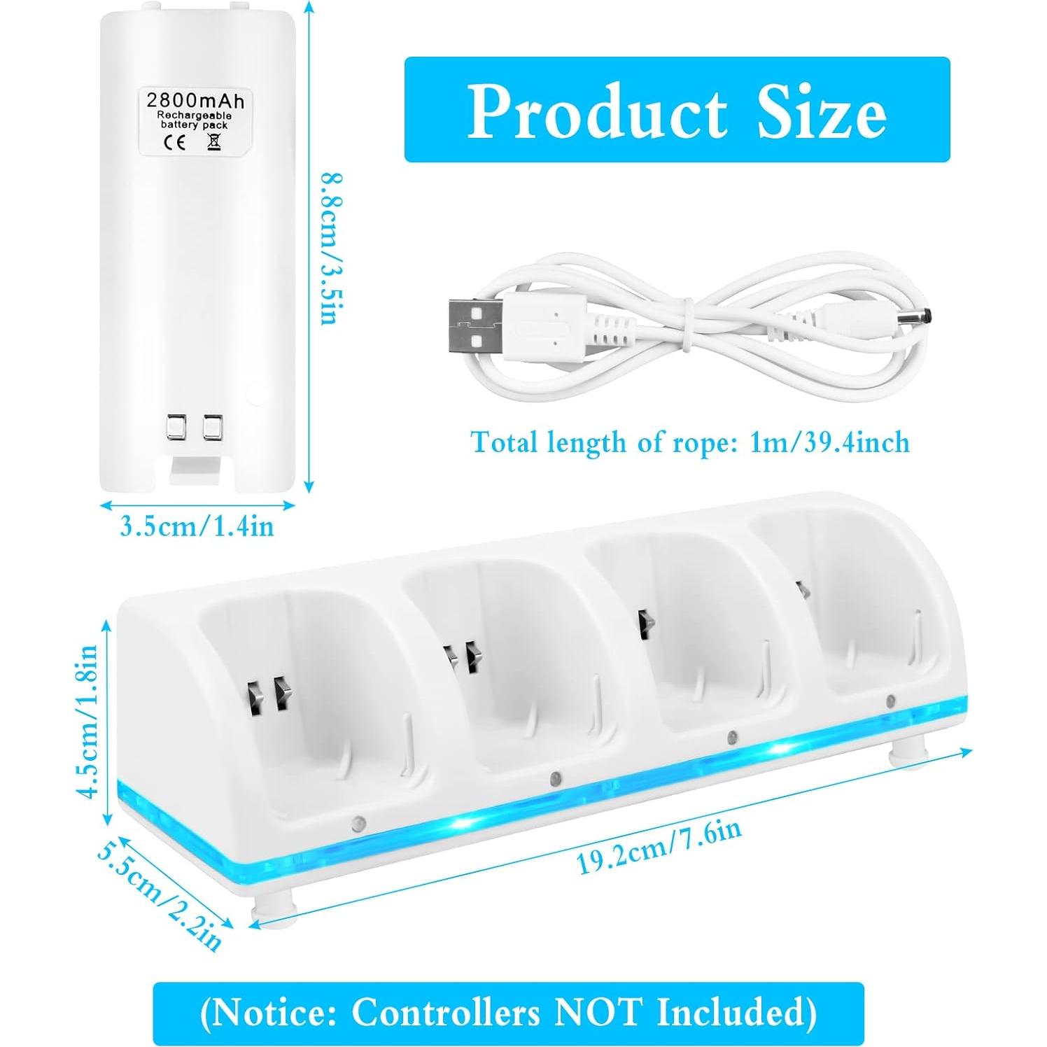 Estación de Carga Kulannder 4 Puertos para Controlador Wii
