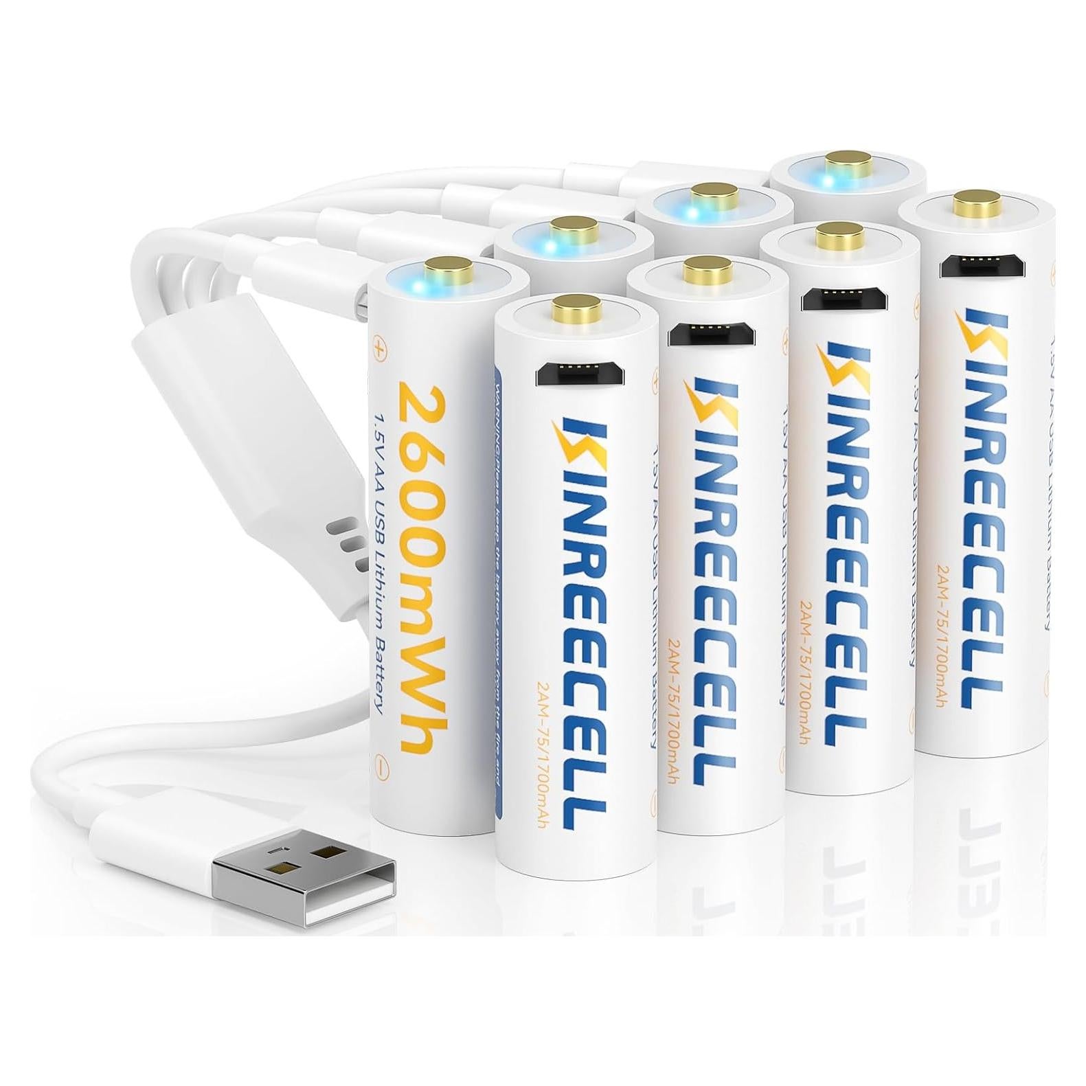 Baterías recargables AA KINREECELL 2600mWh 1.5V Paquete de 8