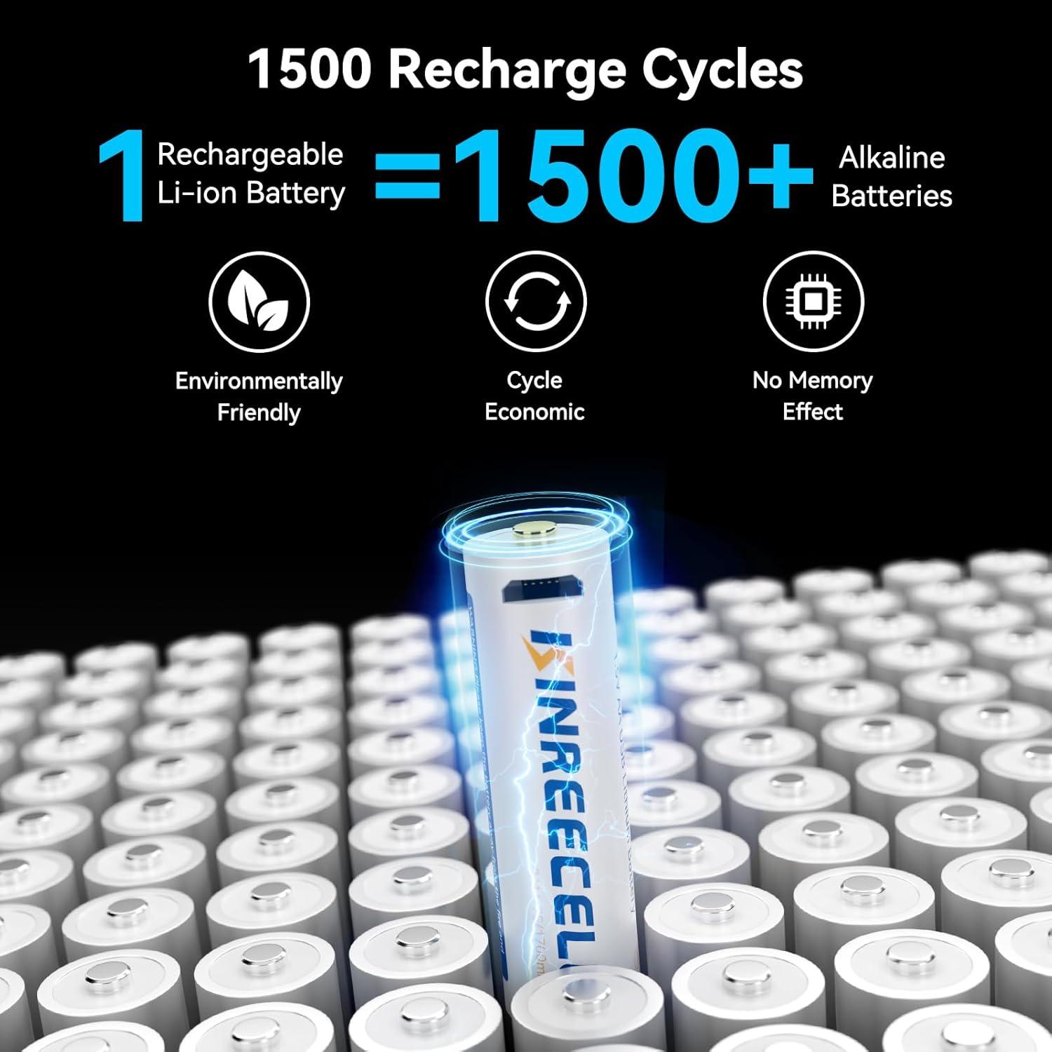 Baterías recargables AA KINREECELL 2600mWh 1.5V Paquete de 8