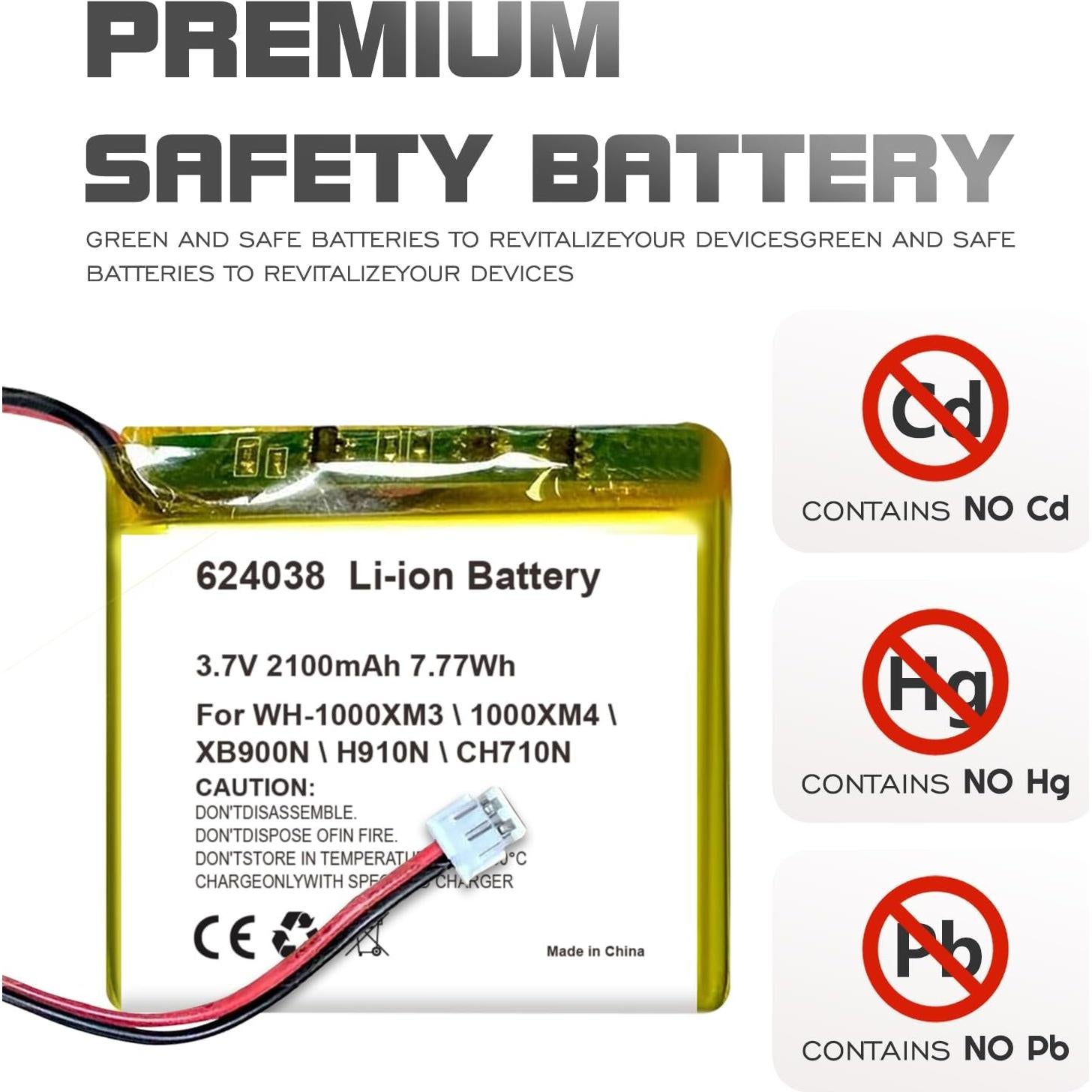 Batería Reemplazo 3.7V 2100mAh para Auriculares Sony WH-1000XM3/WH-1000XM4