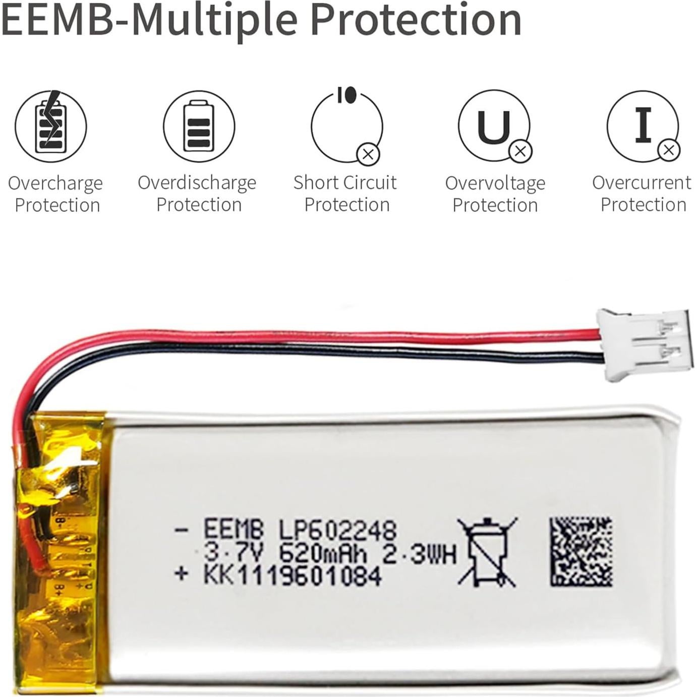 Batería de polímero de litio EEMB 3.7V 620mAh 602248