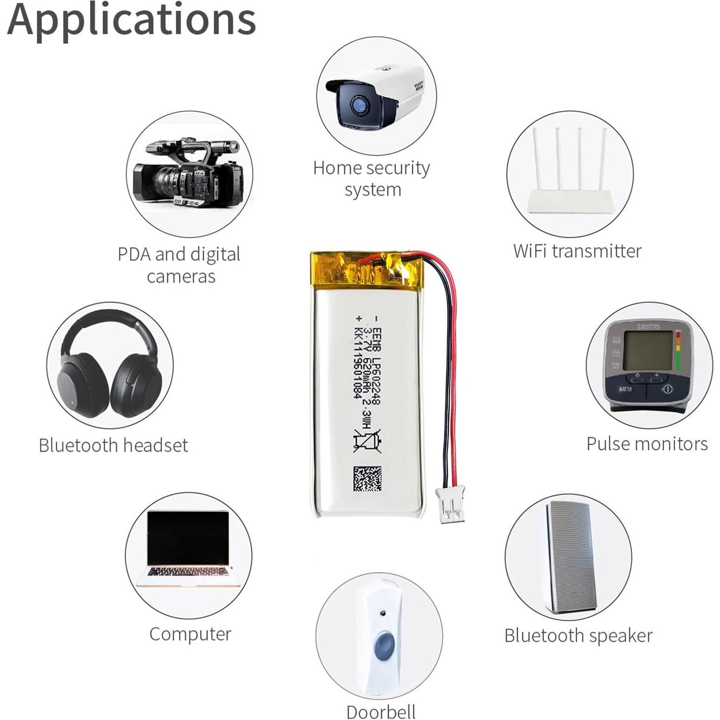 Batería de polímero de litio EEMB 3.7V 620mAh 602248