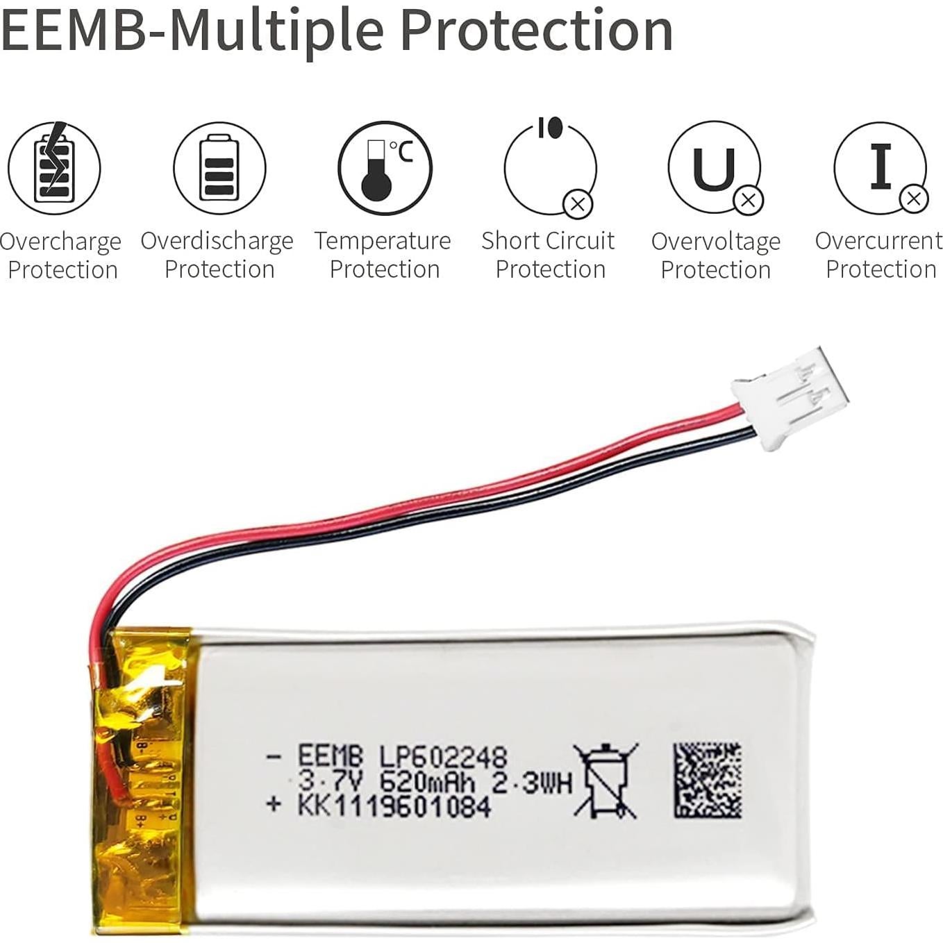 Batería de polímero de litio EEMB 3.7V 620mAh 602248