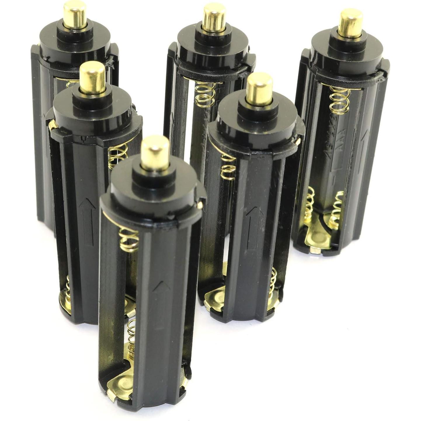 Soporte de Batería Cilíndrico Negro DGZZI para 3 Baterías AAA - 6 Pcs