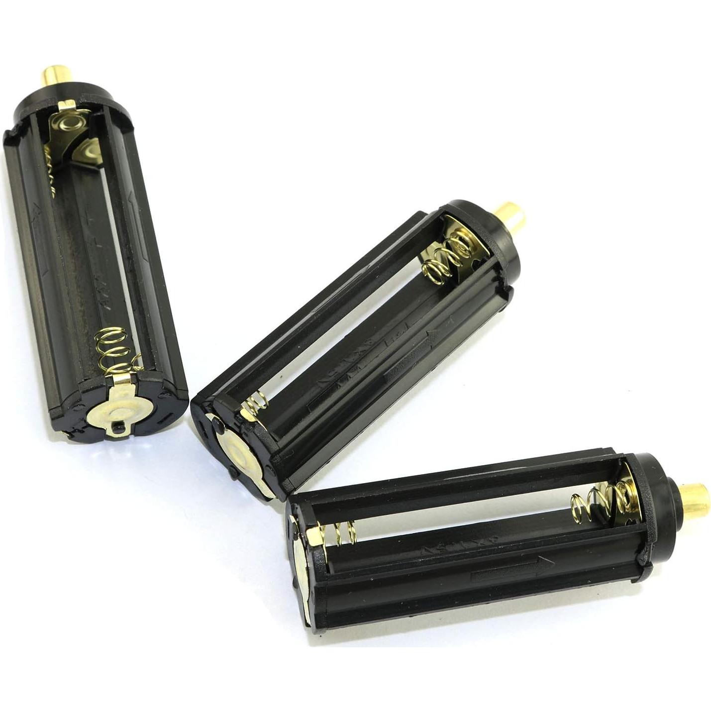 Soporte de Batería Cilíndrico Negro DGZZI para 3 Baterías AAA - 6 Pcs