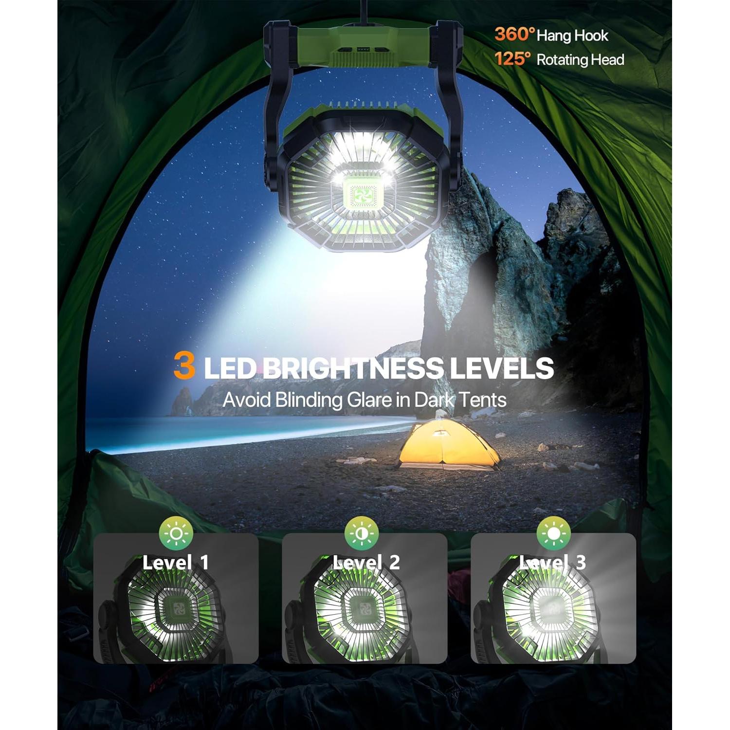 Ventilador Portátil Doviluxe 12000mAh con Linterna LED Verde