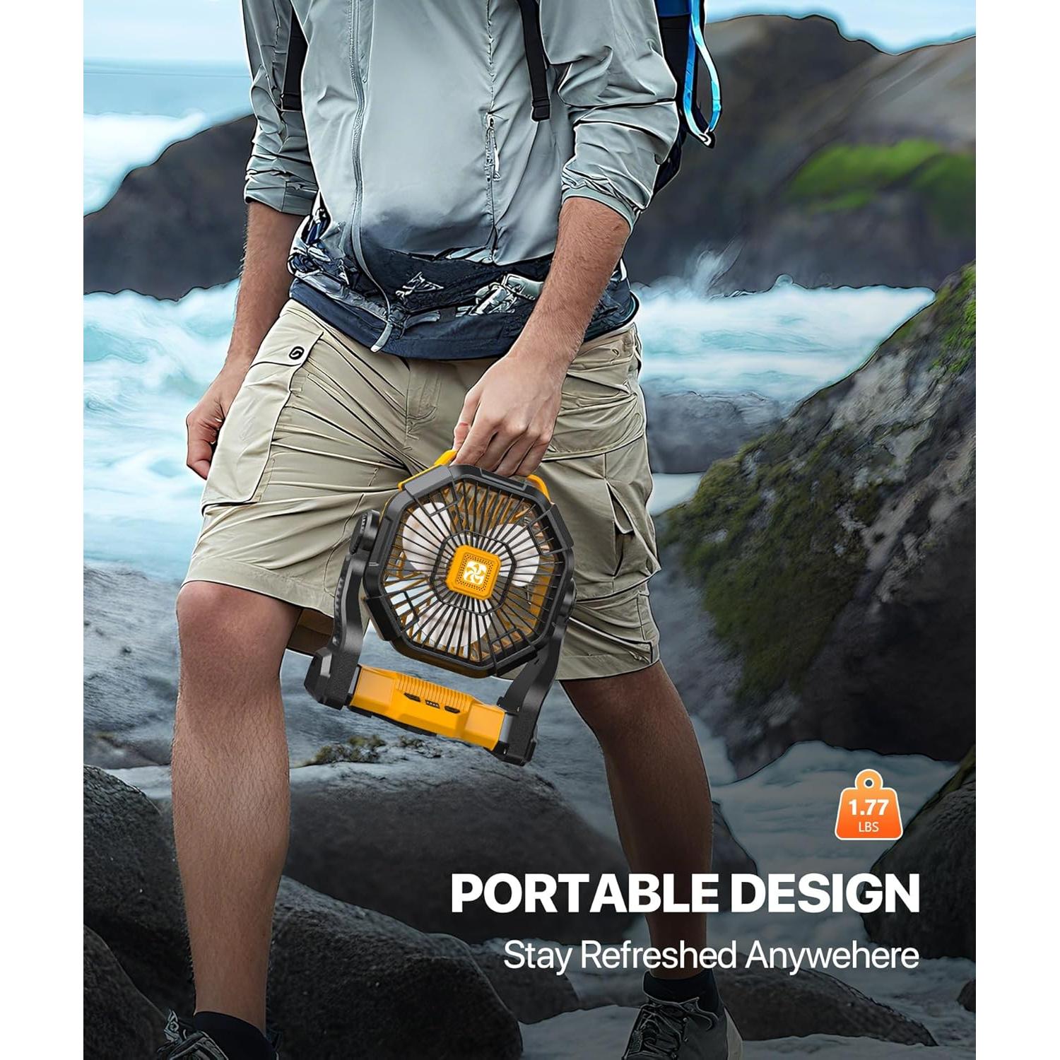 Ventilador Portátil Doviluxe 12000mAh con Linterna LED Verde