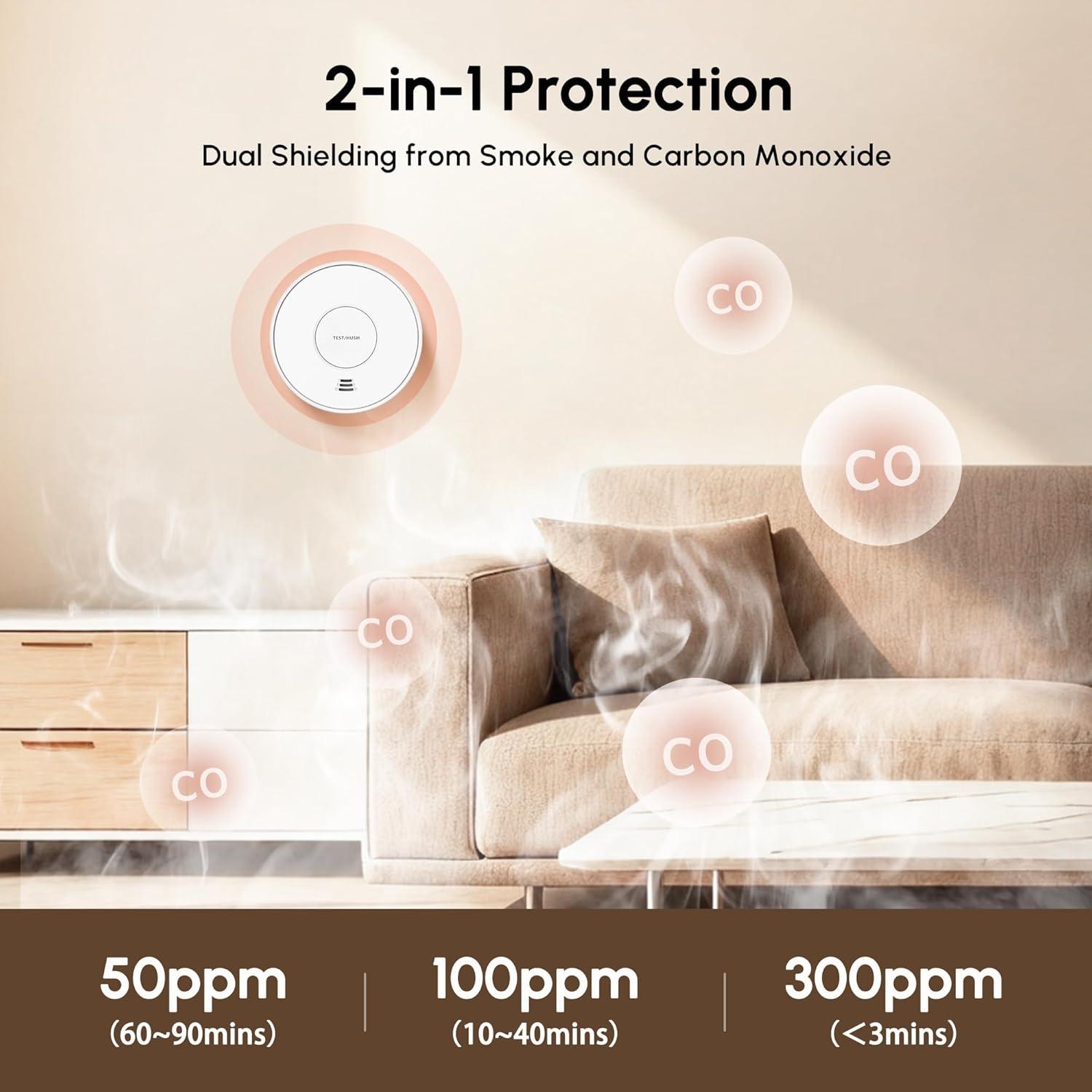 Detector de Humo y Monóxido de Carbono KARUOTOP 10 Años