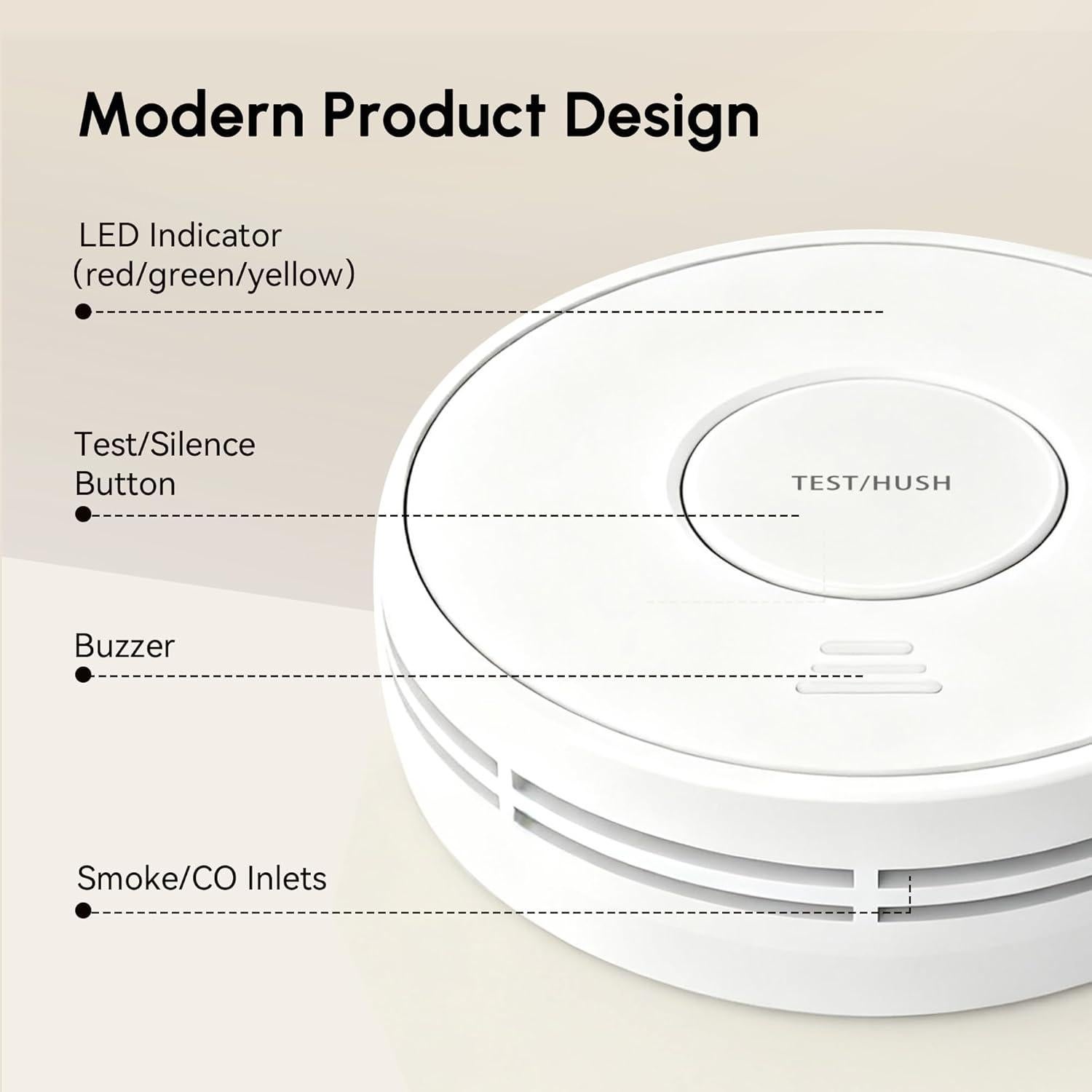 Detector de Humo y Monóxido de Carbono KARUOTOP 10 Años