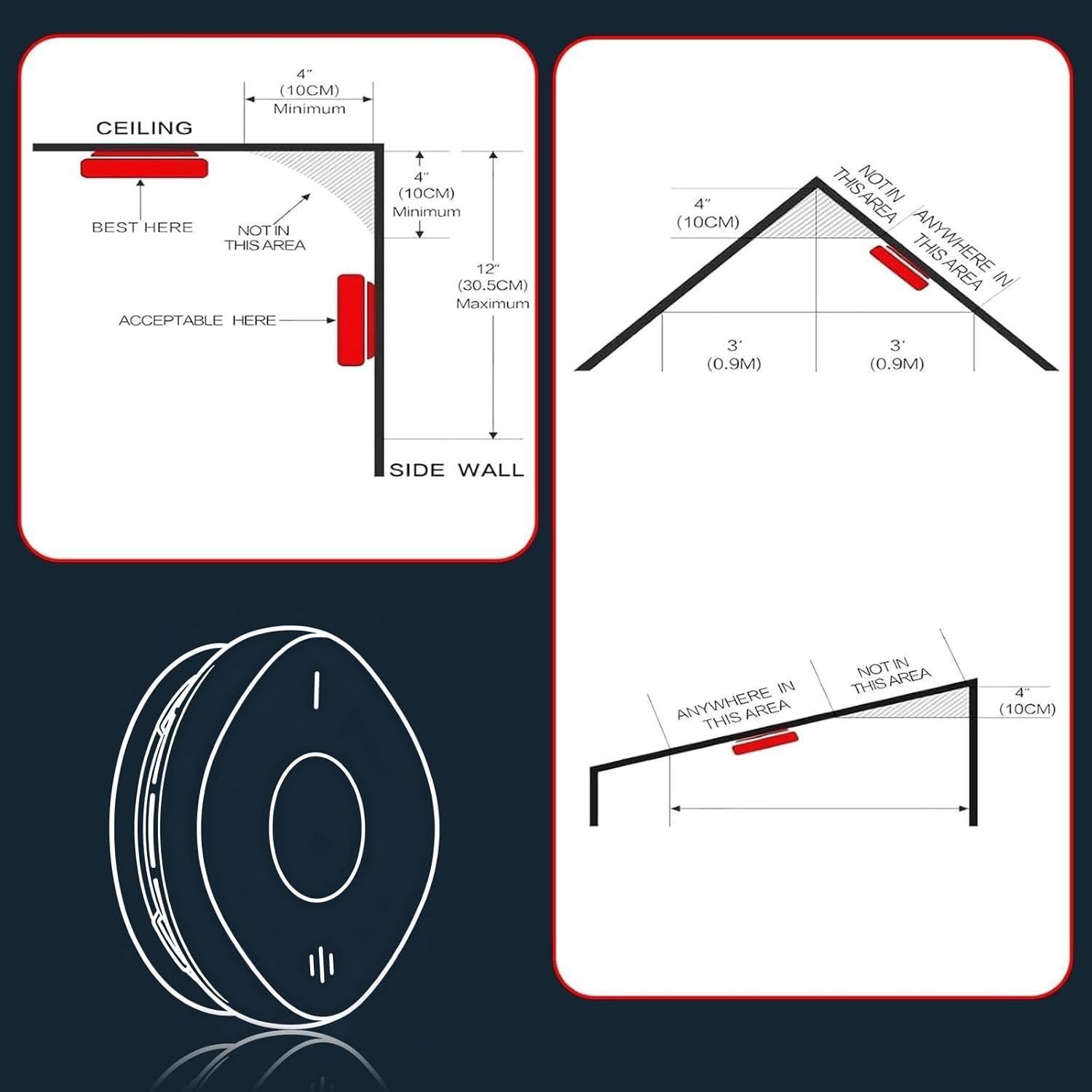 Detector de Humo y Monóxido de Carbono Siterwell GS888A 4 Paquete