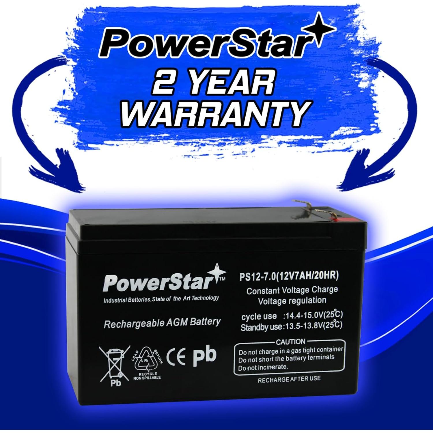 Batería AGM PowerStar 12V 7Ah F2 - Sin Mantenimiento