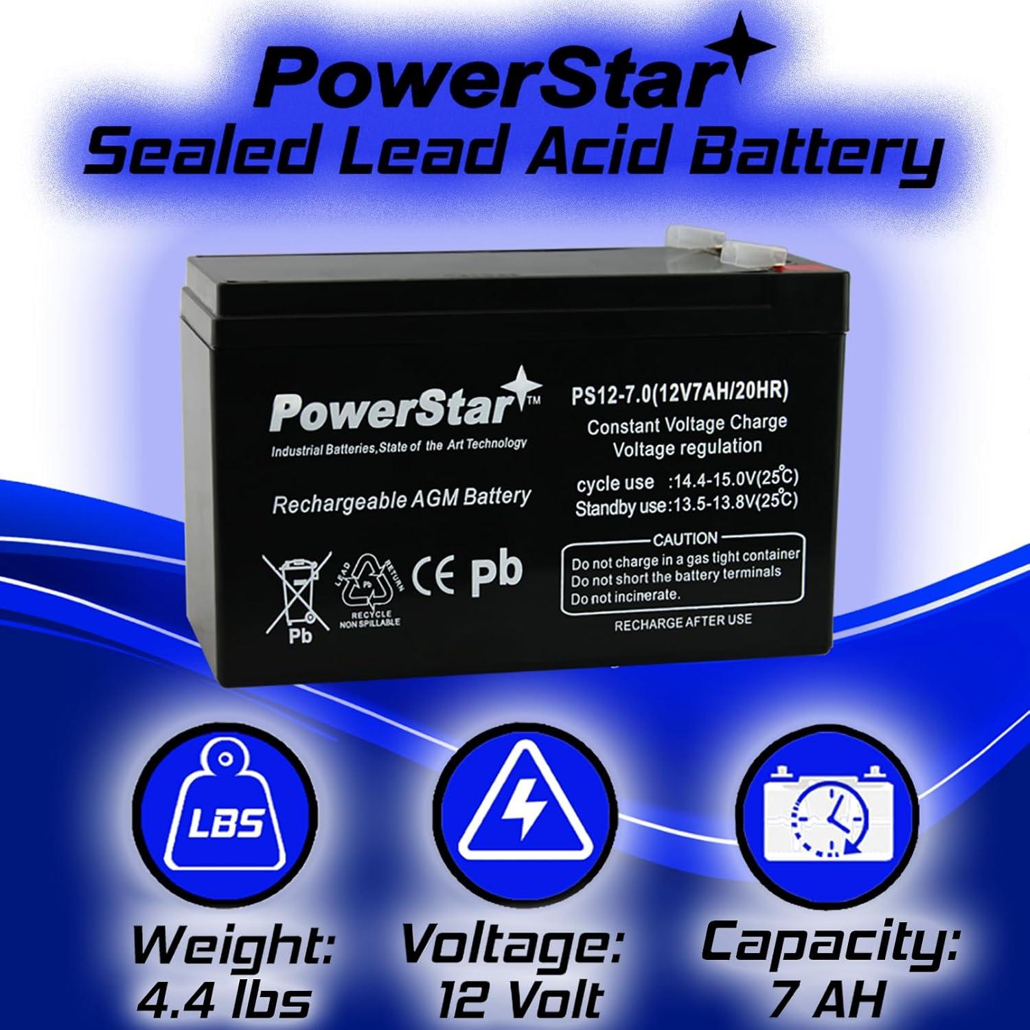 Batería AGM PowerStar 12V 7Ah F2 - Sin Mantenimiento