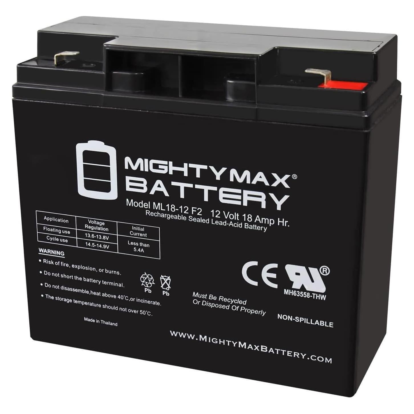 Batería recargable Mighty Max ML18-12F2 12V 18AH F2 SLA AGM
