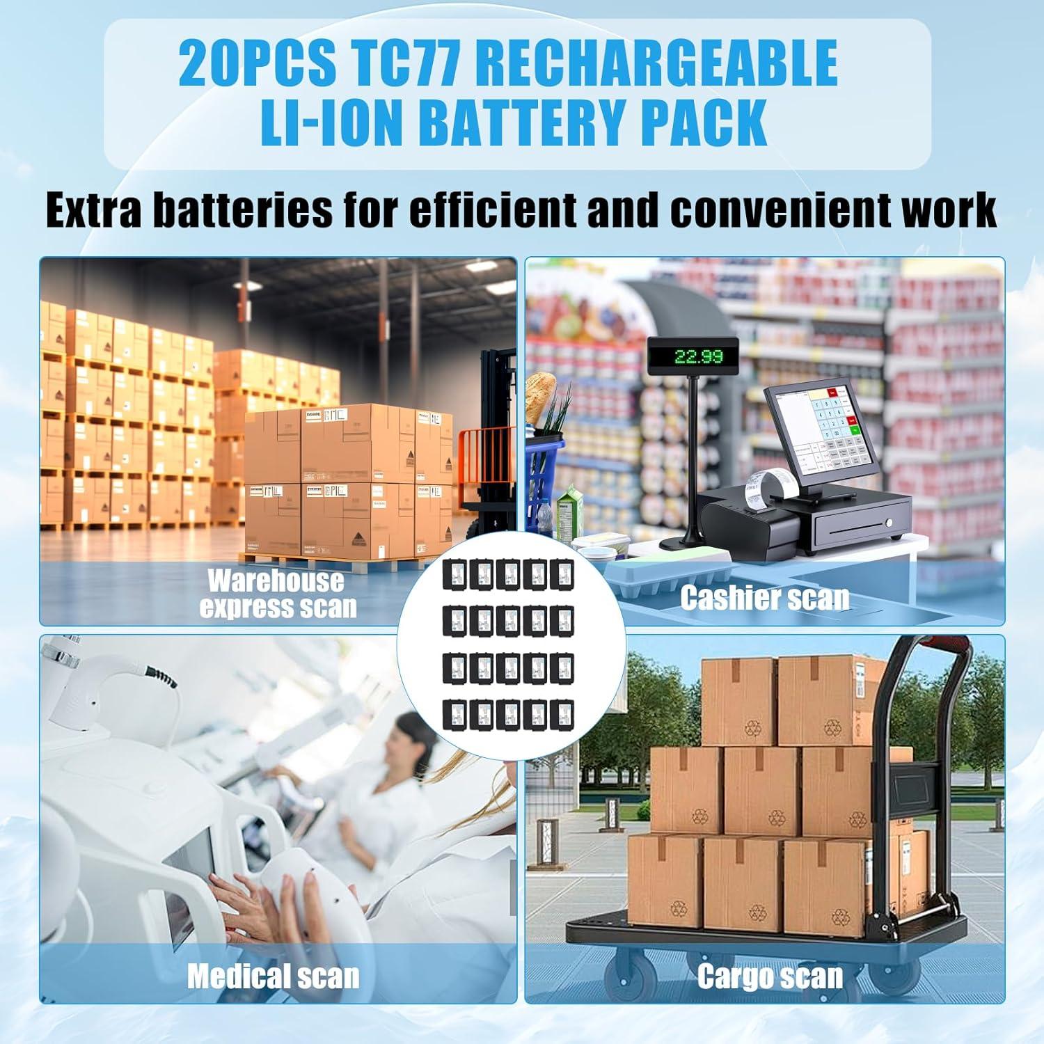 20 Baterías de Reemplazo Polímero Litio Sicimly para Zebra TC70 TC75