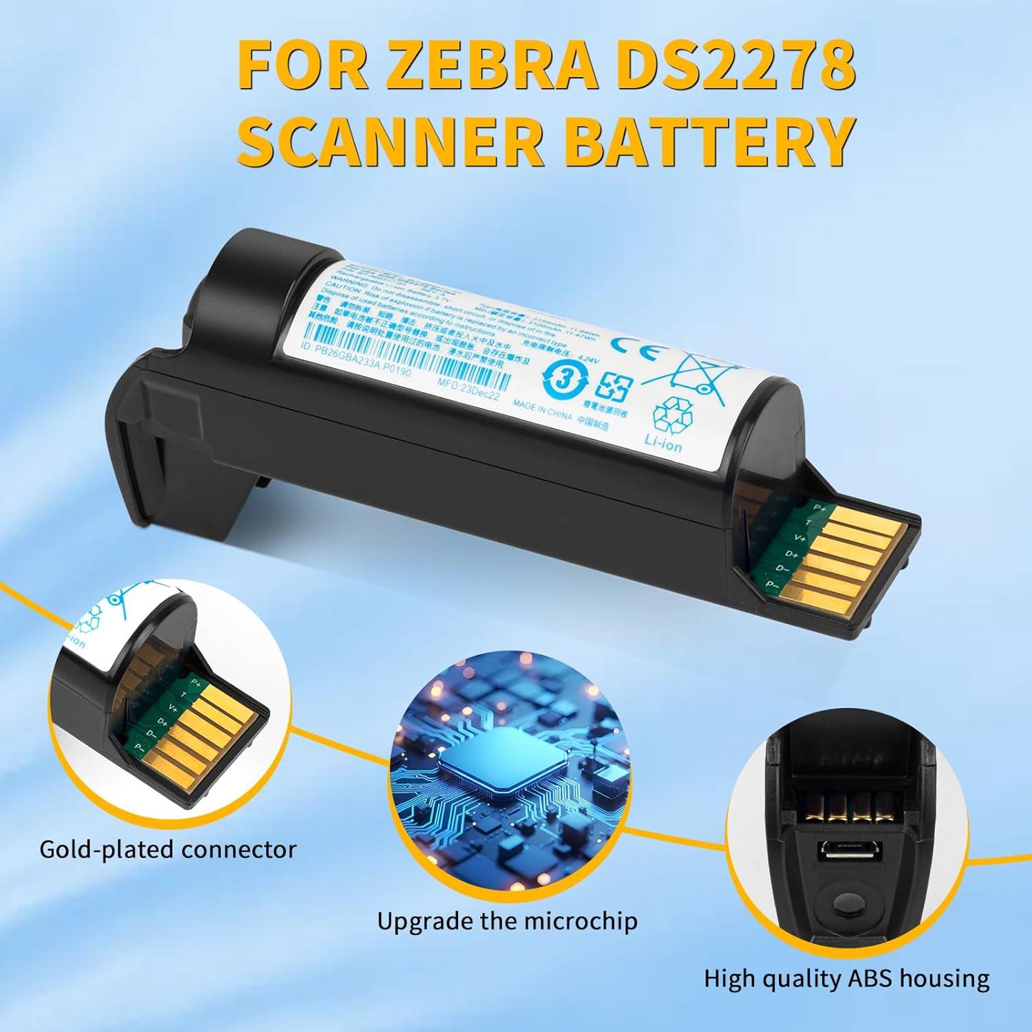 Batería de Reemplazo CBQ BT-000317-01 para Escáner Zebra DS22 DS2278