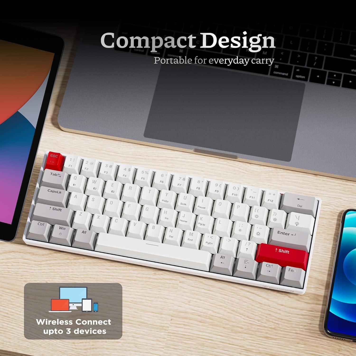 Teclado Mecánico Inalámbrico Newmen GM610 60% RGB Azul