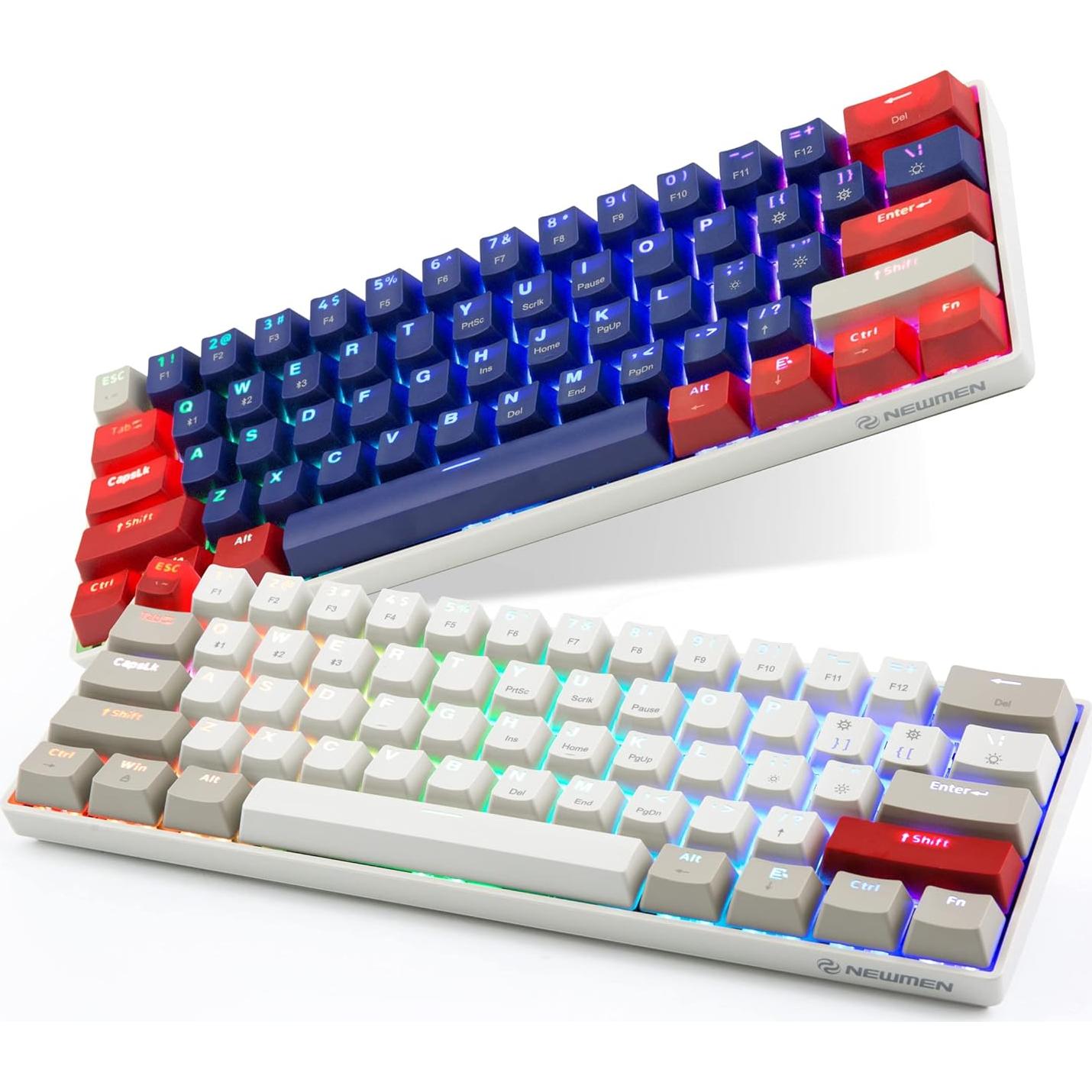 Teclado Mecánico Inalámbrico Newmen GM610 60% RGB Azul