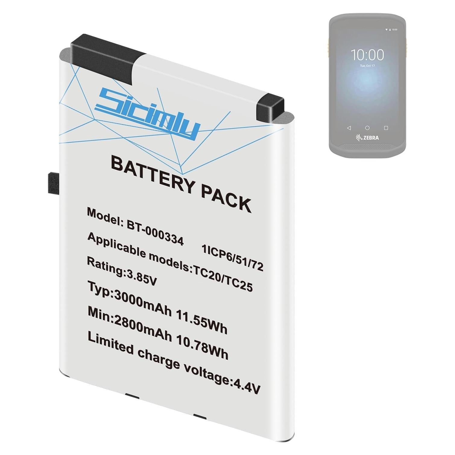 Batería de Reemplazo 3000mAh para Zebra TC20 TC25 TC200J