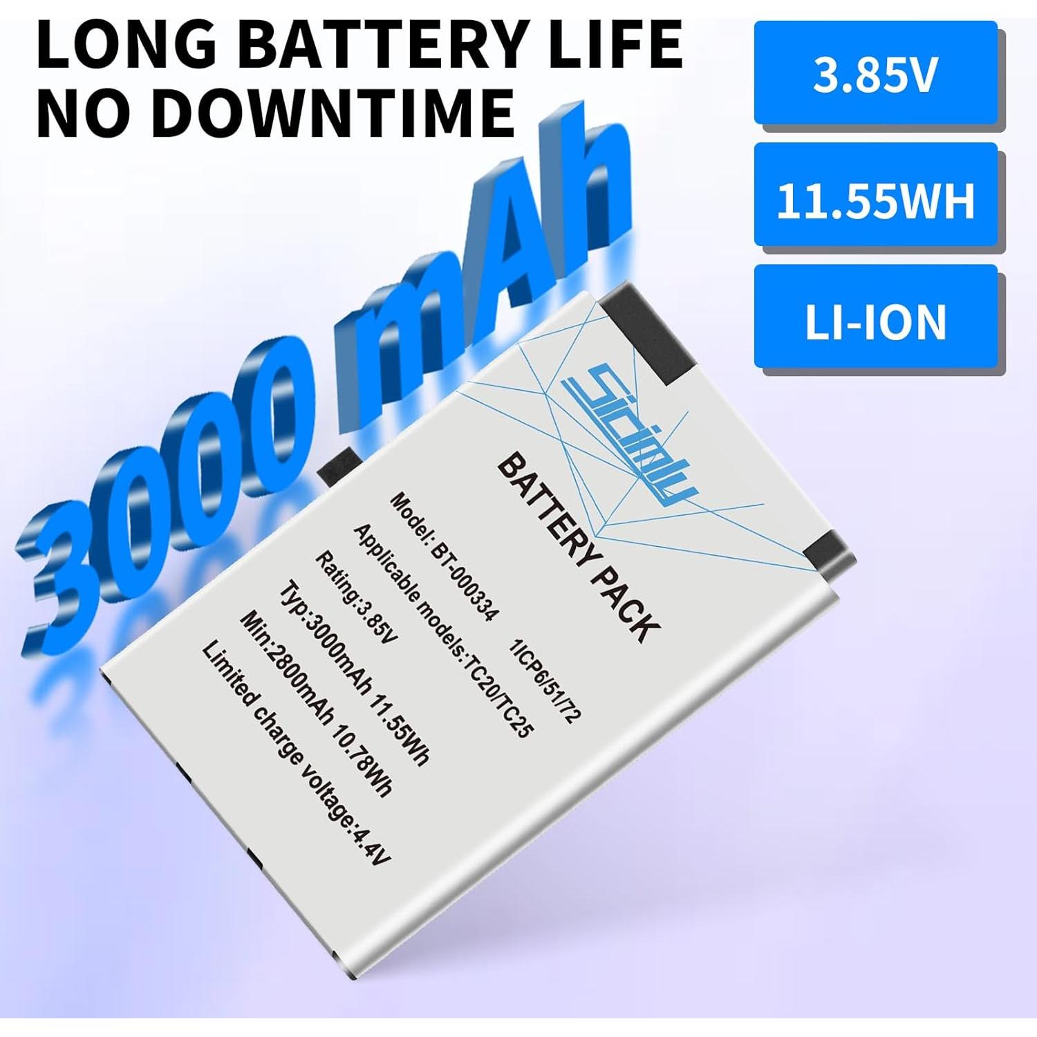 Batería de Reemplazo 3000mAh para Zebra TC20 TC25 TC200J