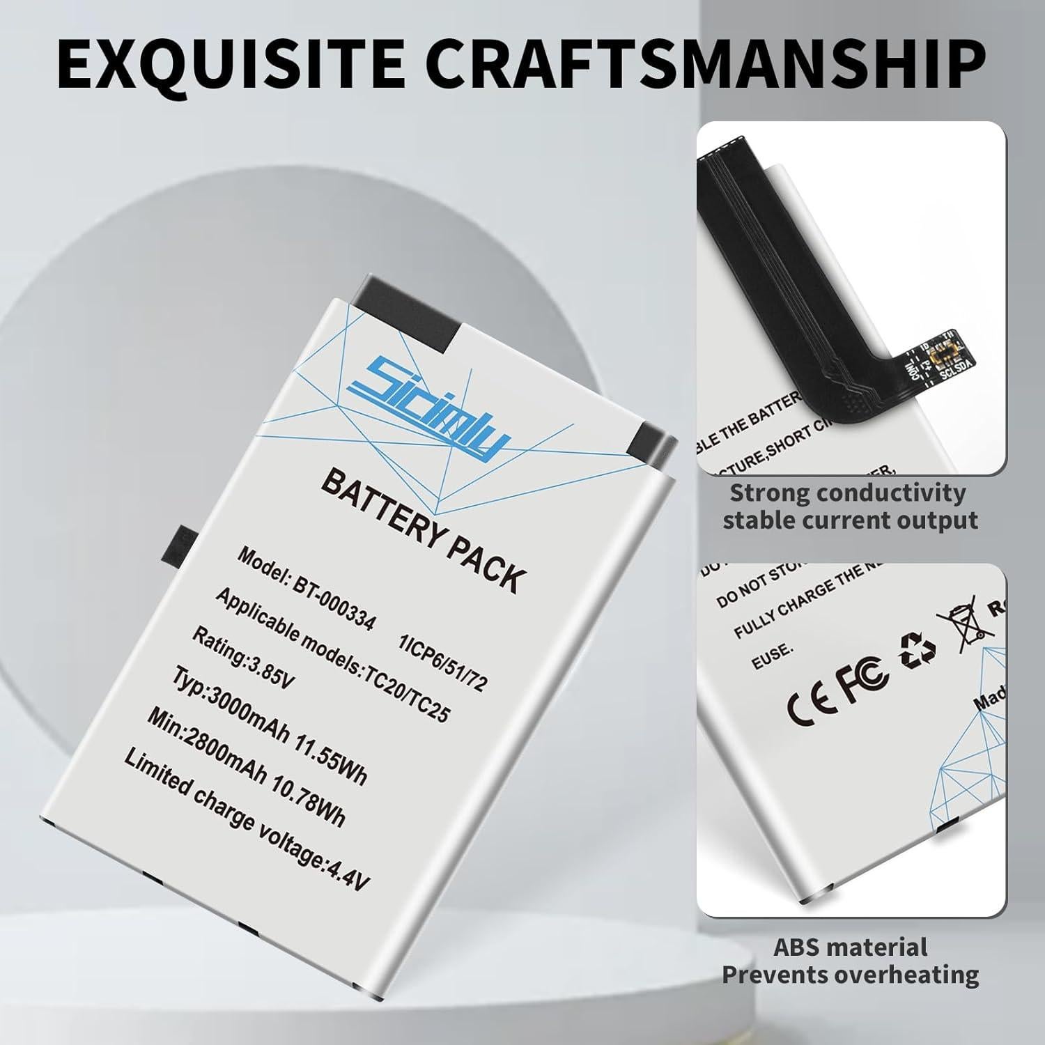 Batería de Reemplazo 3000mAh para Zebra TC20 TC25 TC200J