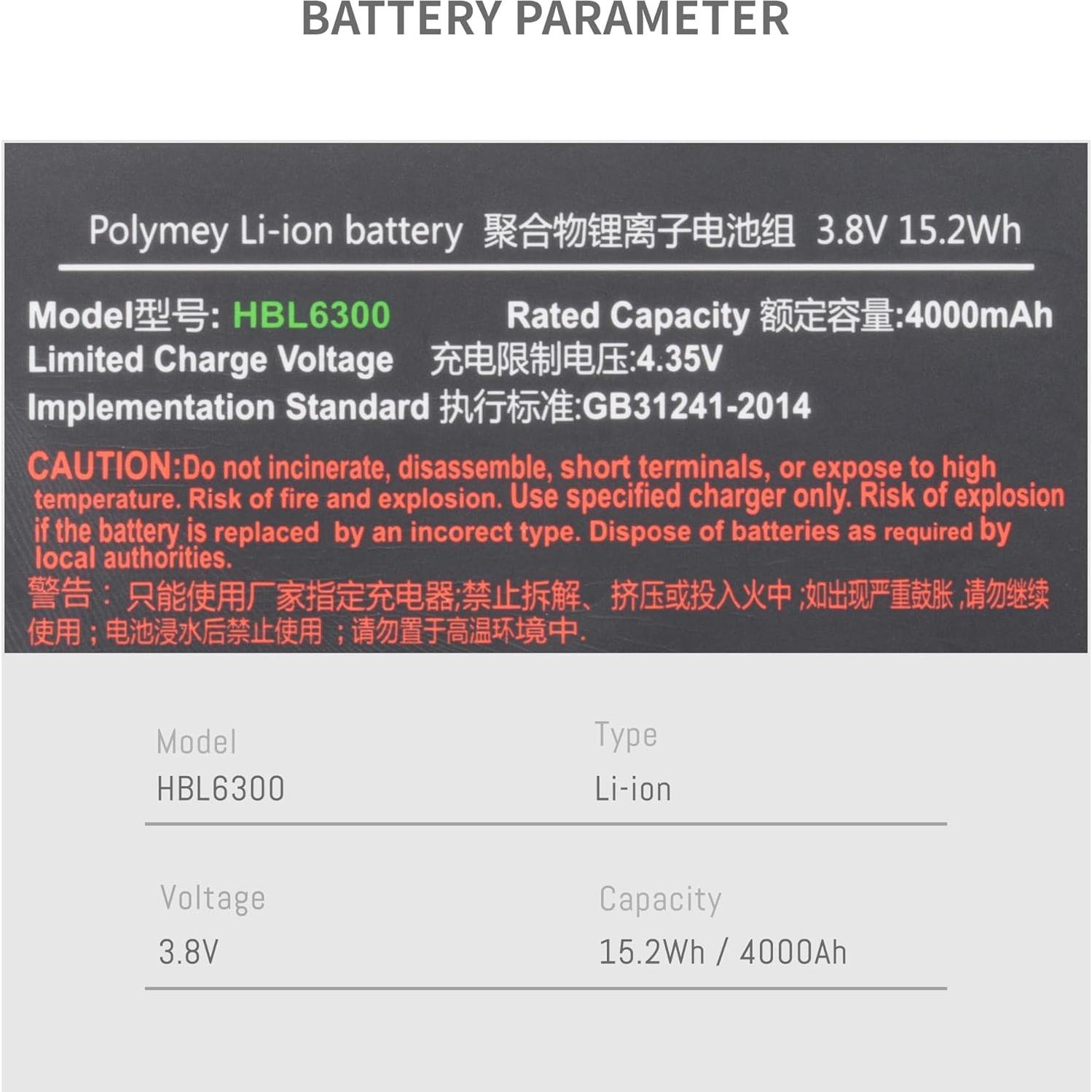 Batería de Litio-ion HBL6300 para Escáner Urovo i6200 3800mAh