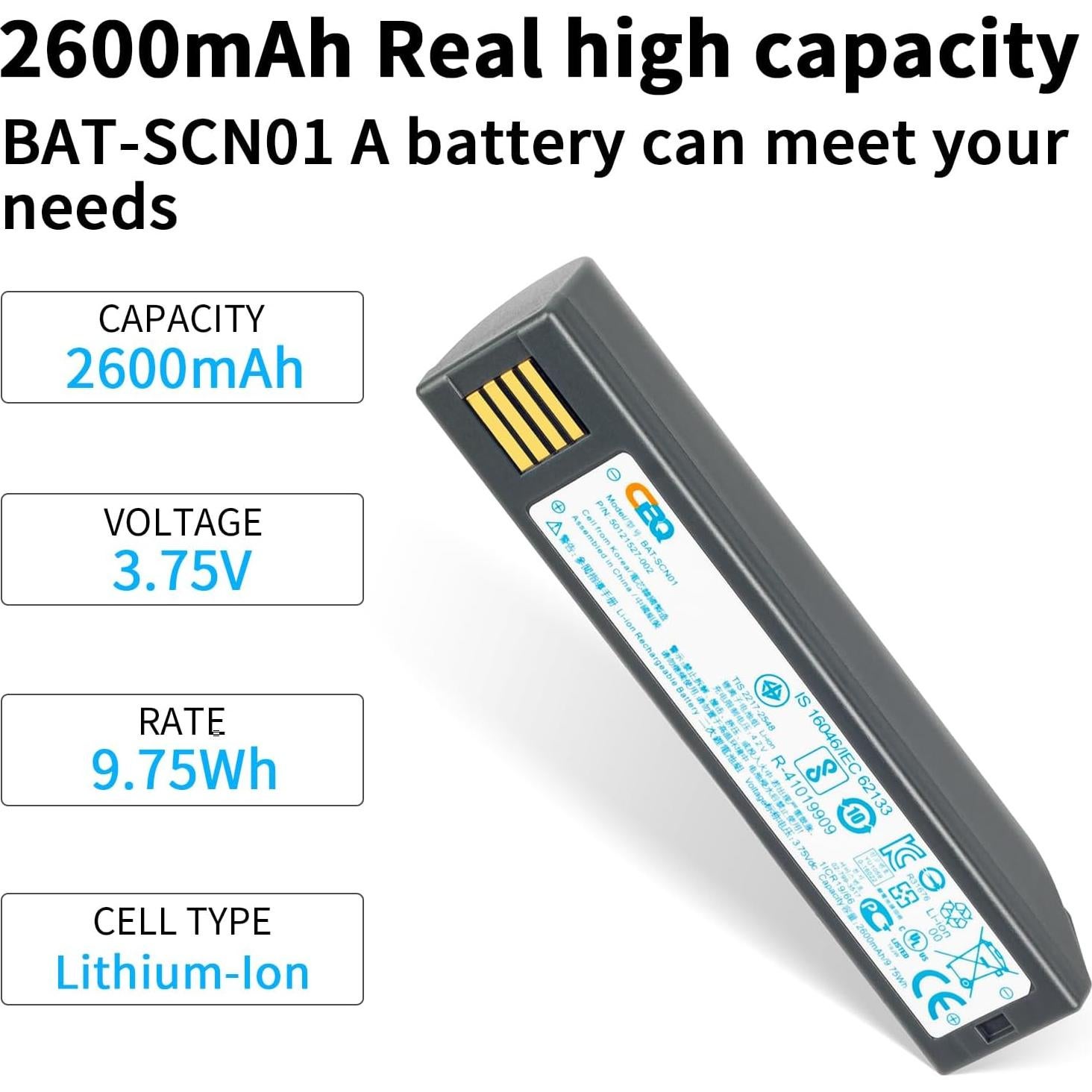 Batería de Reemplazo CBQ 2600mAh para Honeywell Voyager