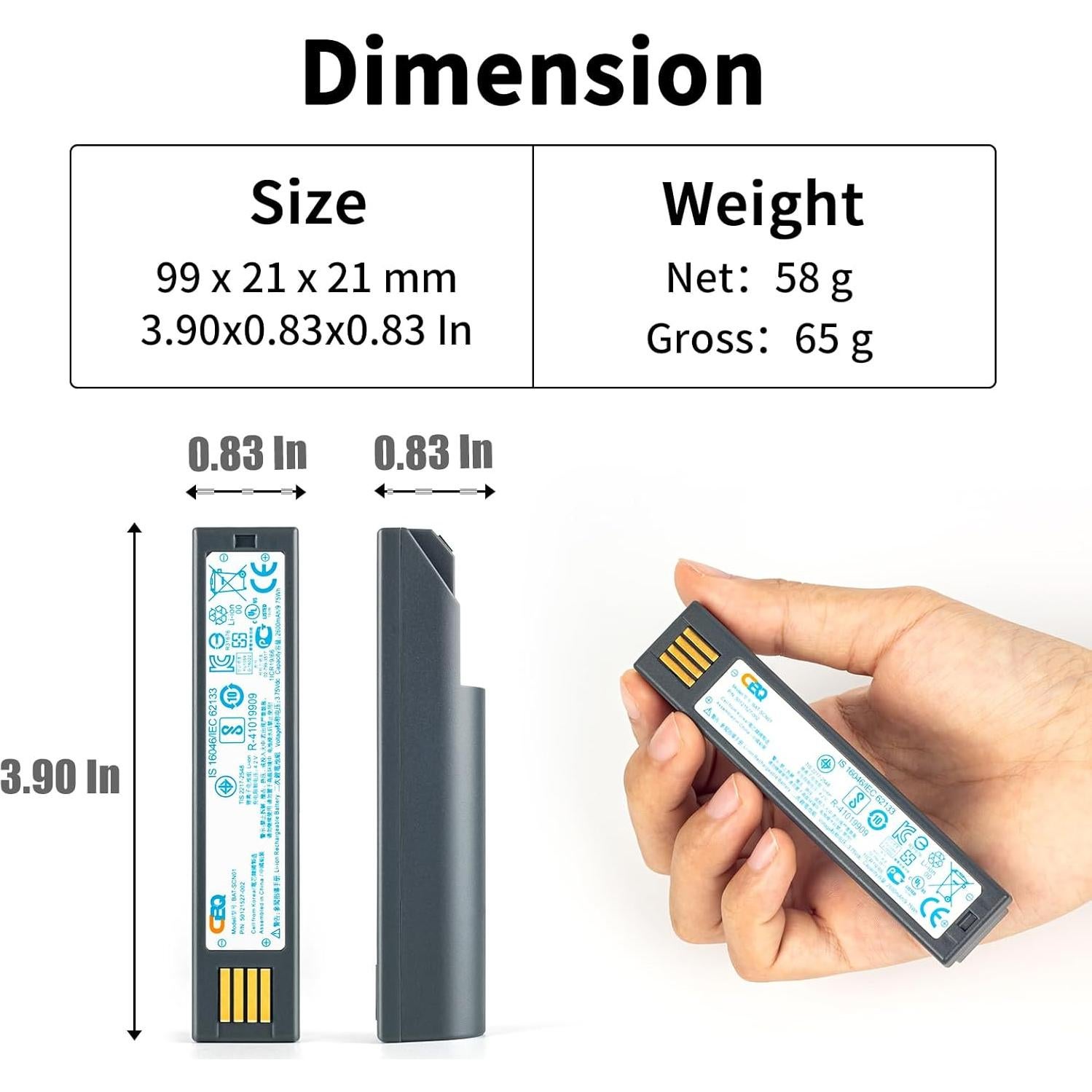 Batería de Reemplazo CBQ 2600mAh para Honeywell Voyager