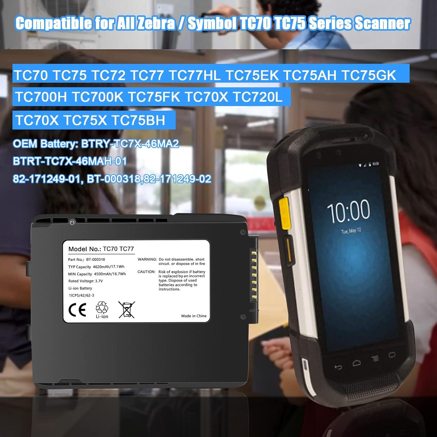 Batería de Litio 4620mAh para Zebra TC70 TC77 - REACELL