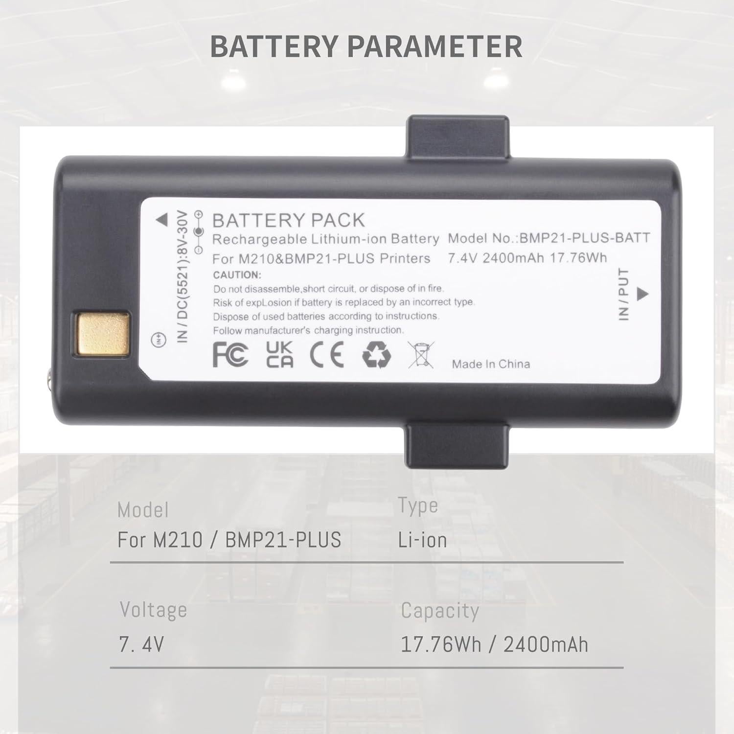 Batería de Reemplazo Li-ion 7.4V 2400mAh para Impresora Brady